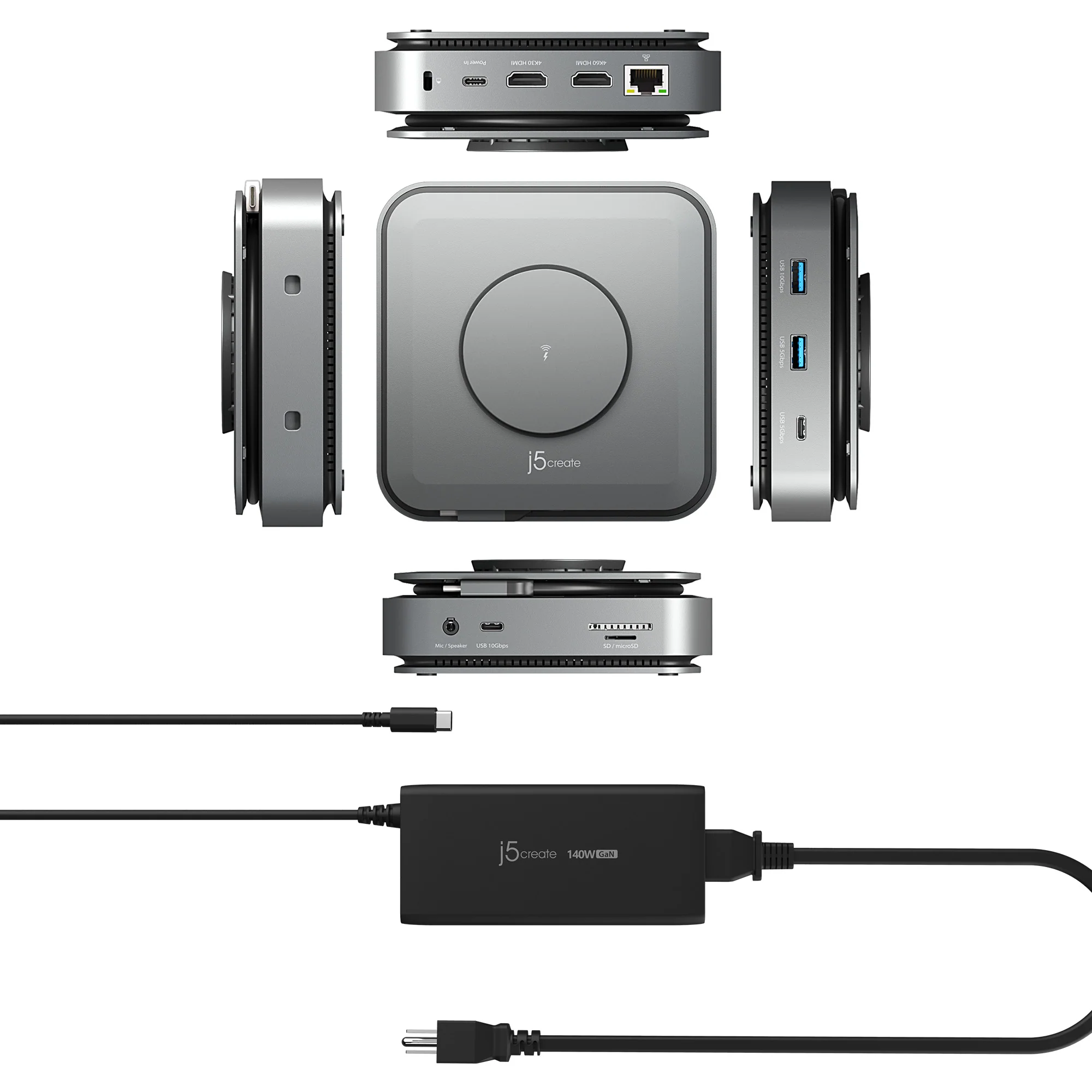 USB-C® Dock Dual 4K HDMI™ with 140W GaN PD 3.1 Power Adapter - Image 4