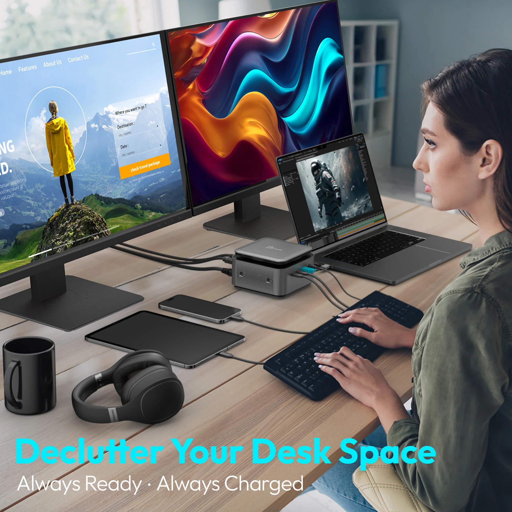Dual 4K Powerbase Docking Station with Cable Management - Image 10