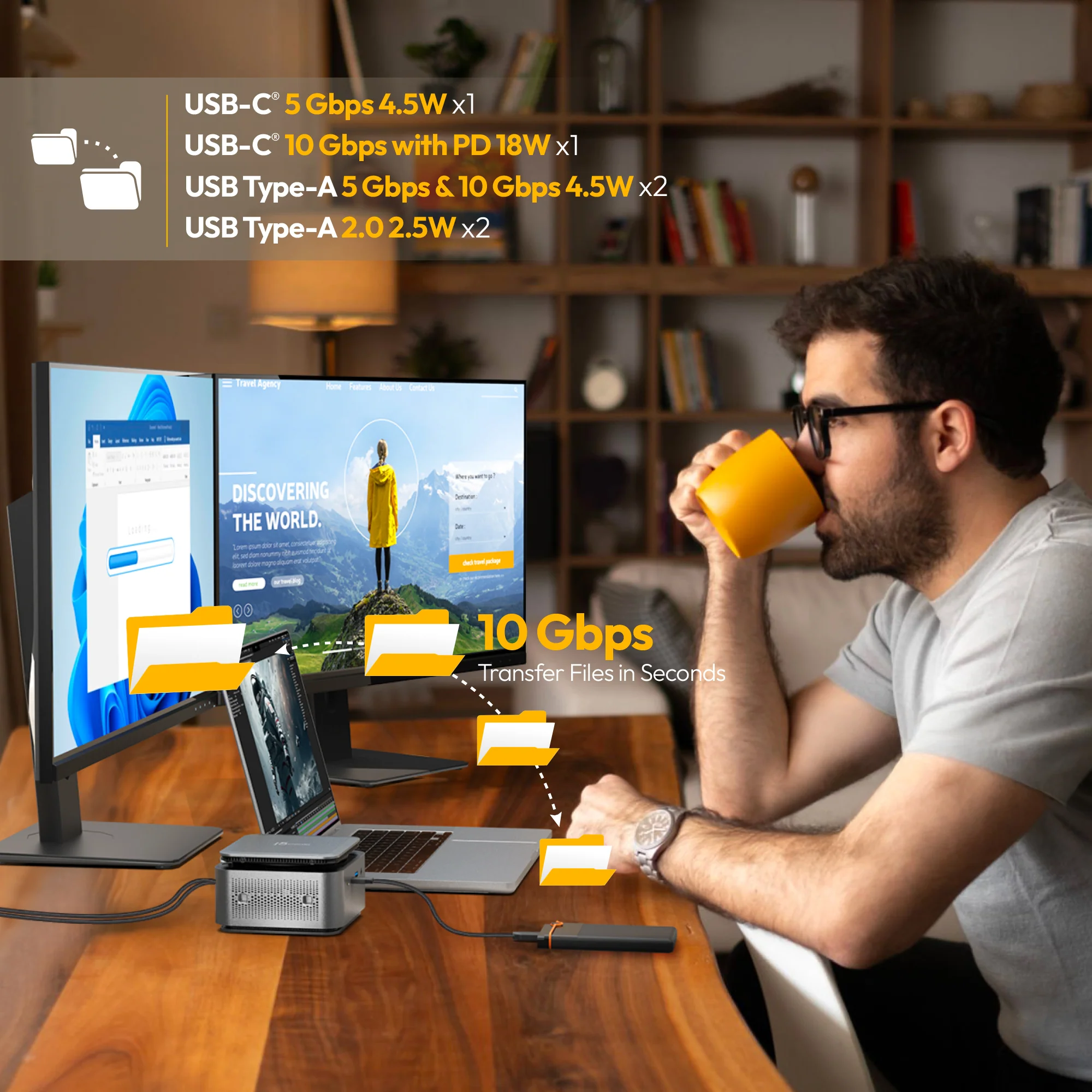 Dual 4K Powerbase Docking Station with Cable Management - Image 11