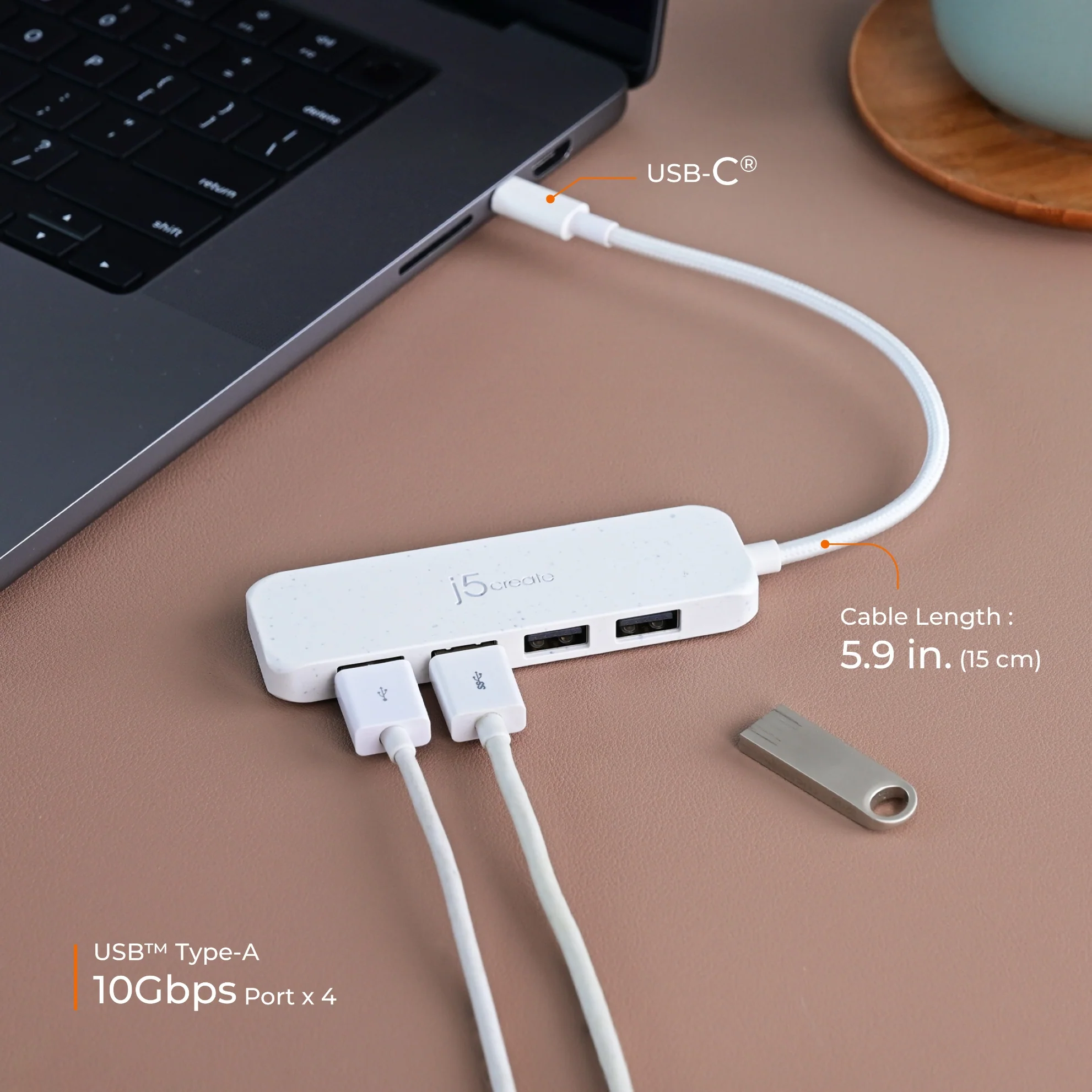 Eco-Friendly USB-C® to 4-Port Type-A Gen 2 Hub - Image 15