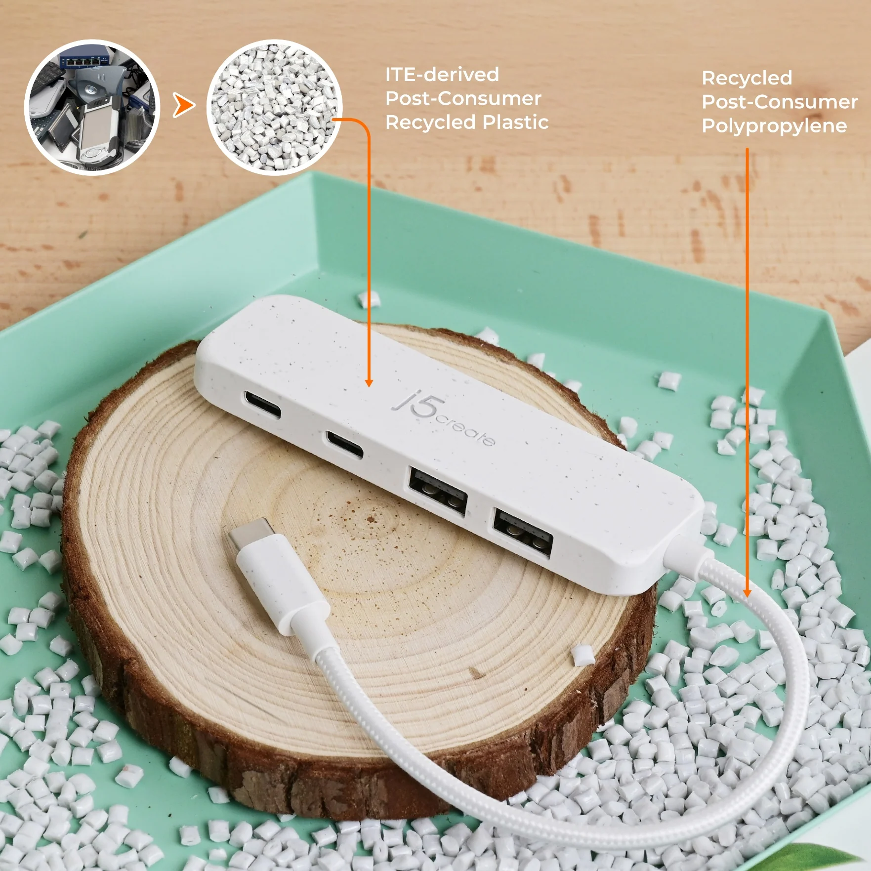 Eco-Friendly USB-C® to 4-Port Type-C & Type-A Gen 2 Hub - Image 13