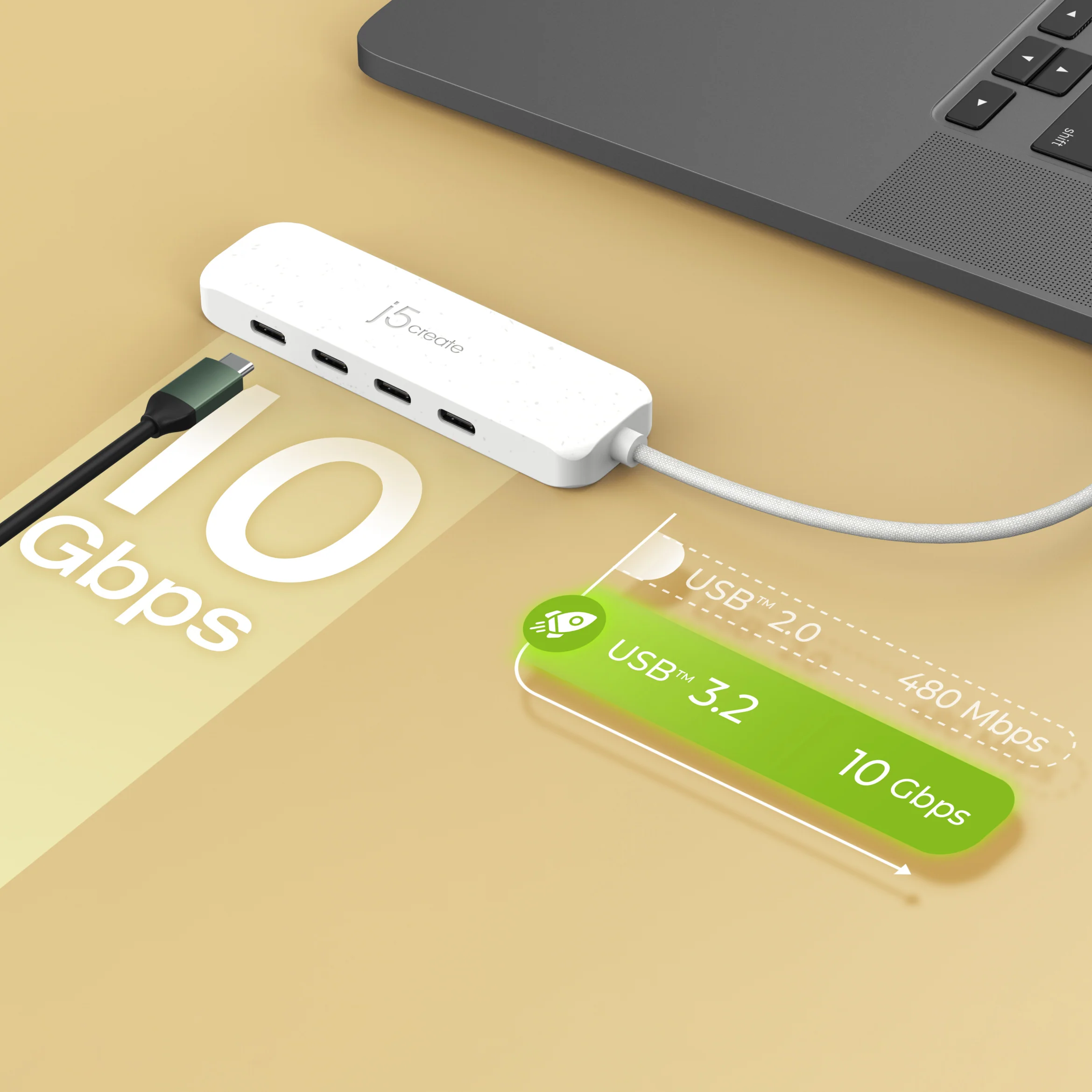 Eco-Friendly USB-C® to 4-Port Type-C Gen 2 Hub - Image 16