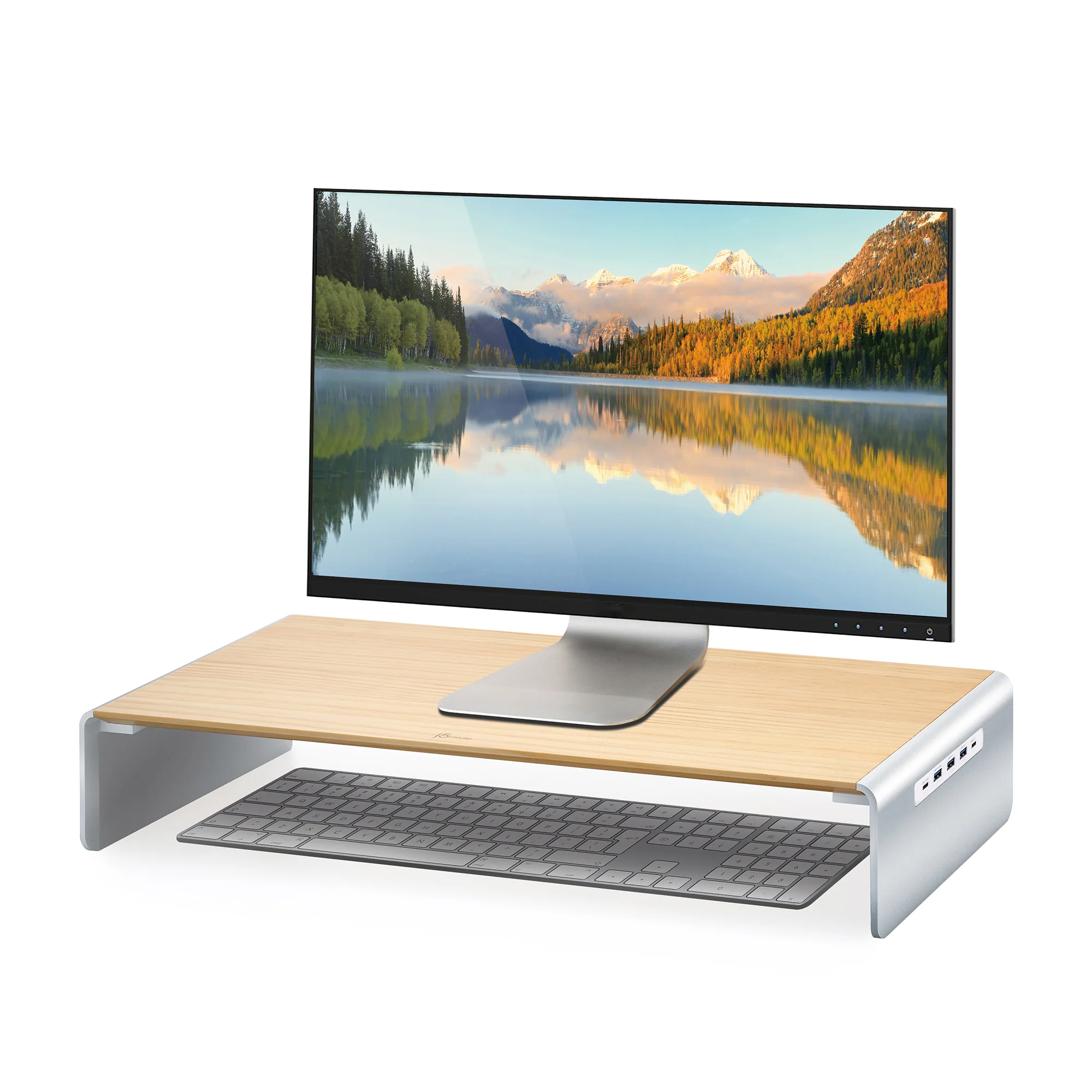 Wood Monitor Stand with Docking Station - Image 3