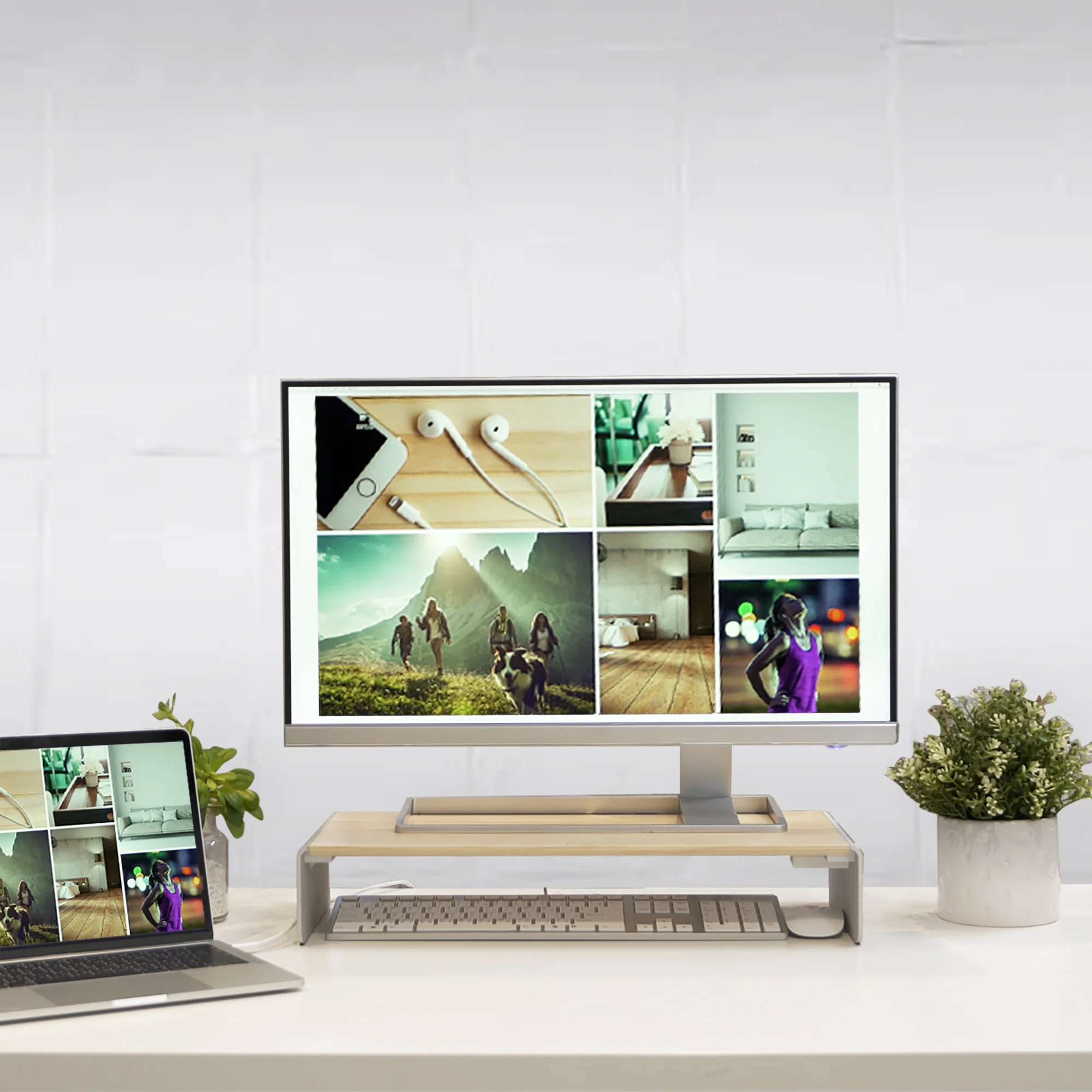 Wood Monitor Stand with Docking Station - Image 5