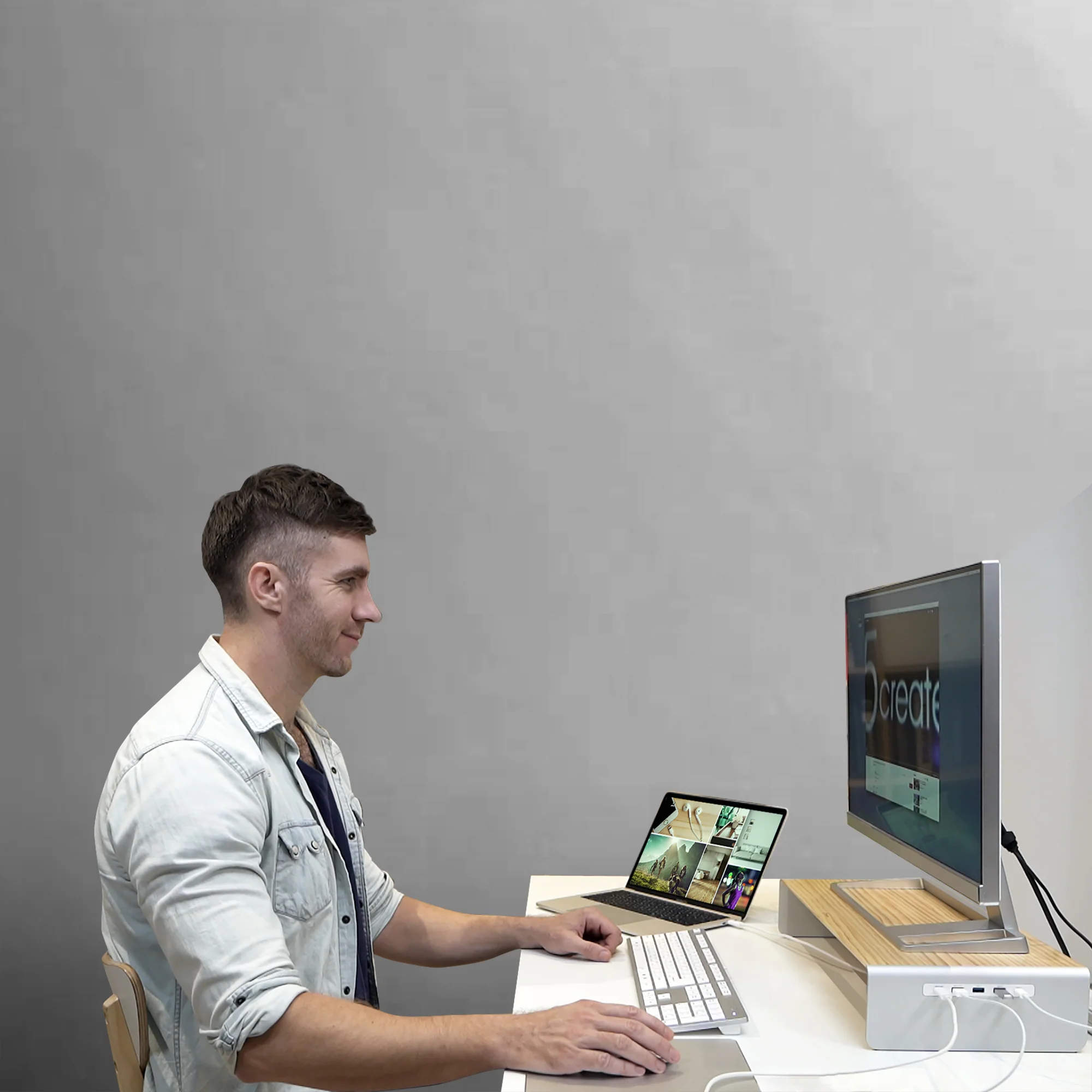 Wood Monitor Stand with Docking Station - Image 6