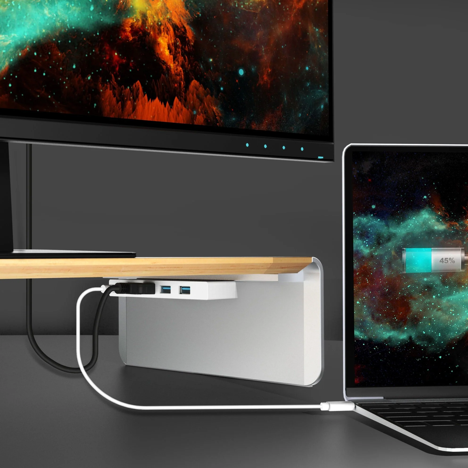 Wood Monitor Stand with Docking Station - Image 8