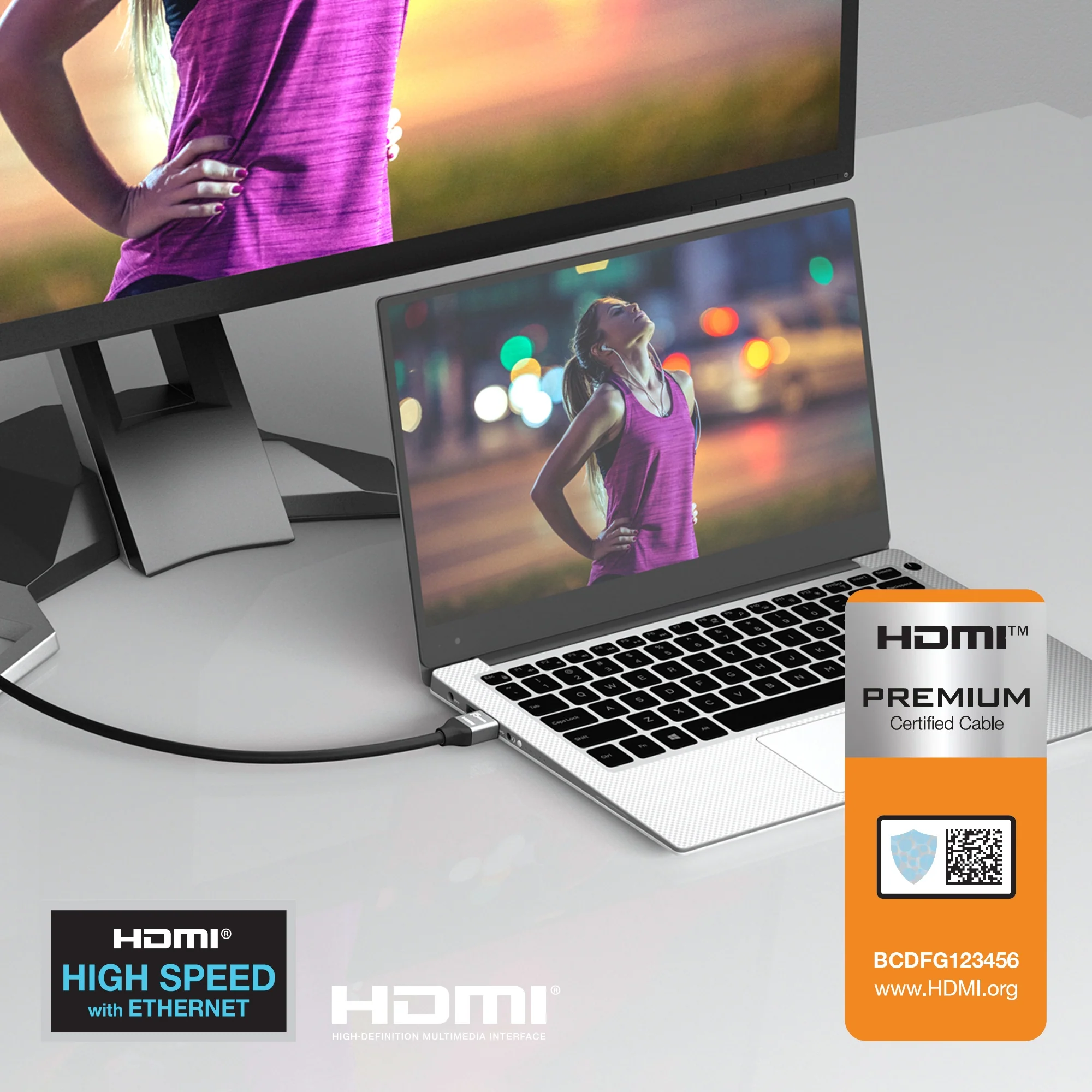 Premium High Speed HDMI®/™ Cable with Ethernet 3.3 FT - Image 4