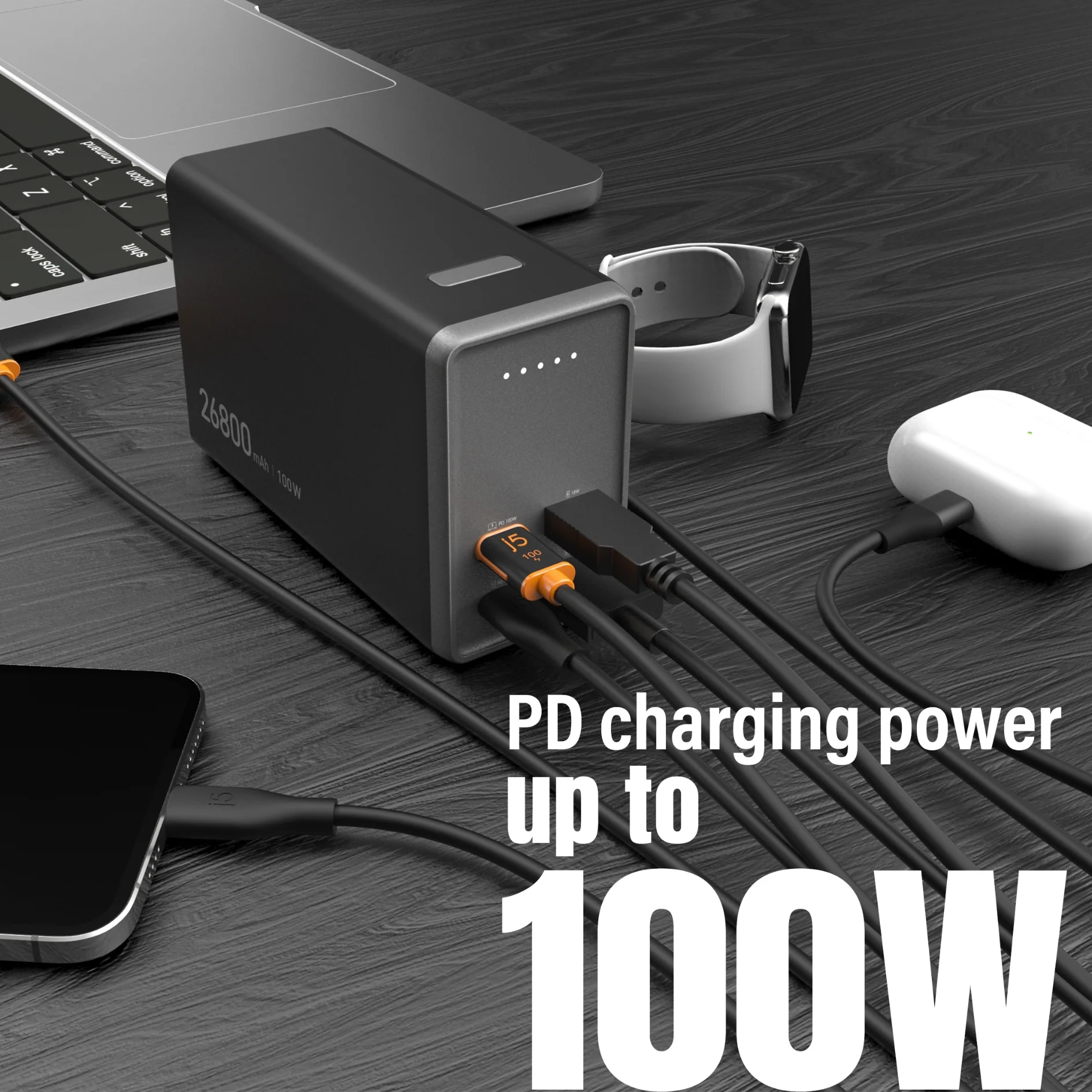 26800mAh PD 100W 4-Port Power Bank - Image 5