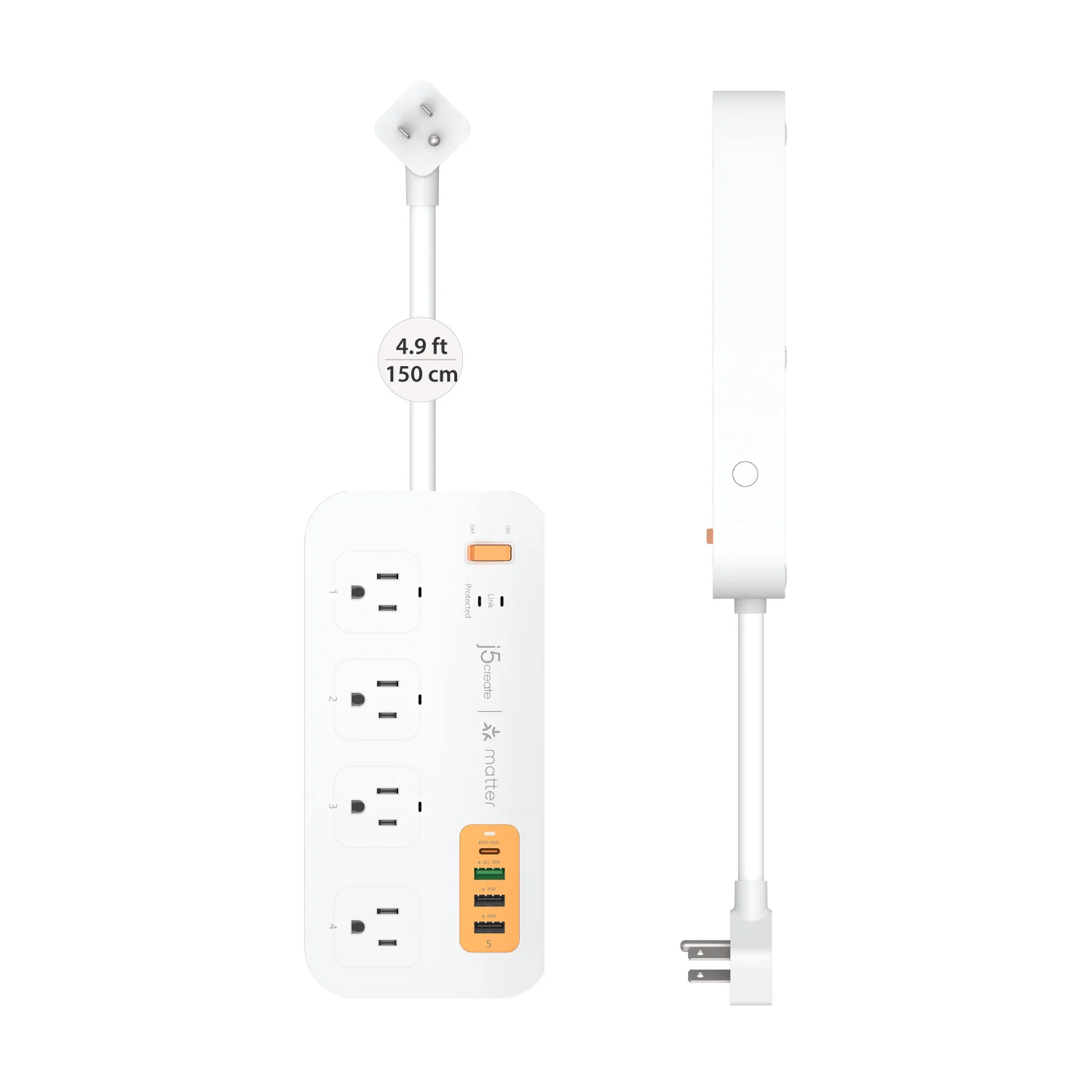 Matter Enabled Smart Plug Power Strip With 4-Outlets and 4 USB™ Ports - Image 3