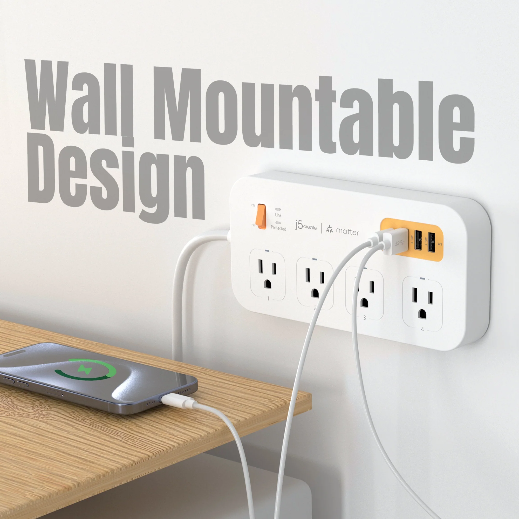 Matter Enabled Smart Plug Power Strip With 4-Outlets and 4 USB™ Ports - Image 9