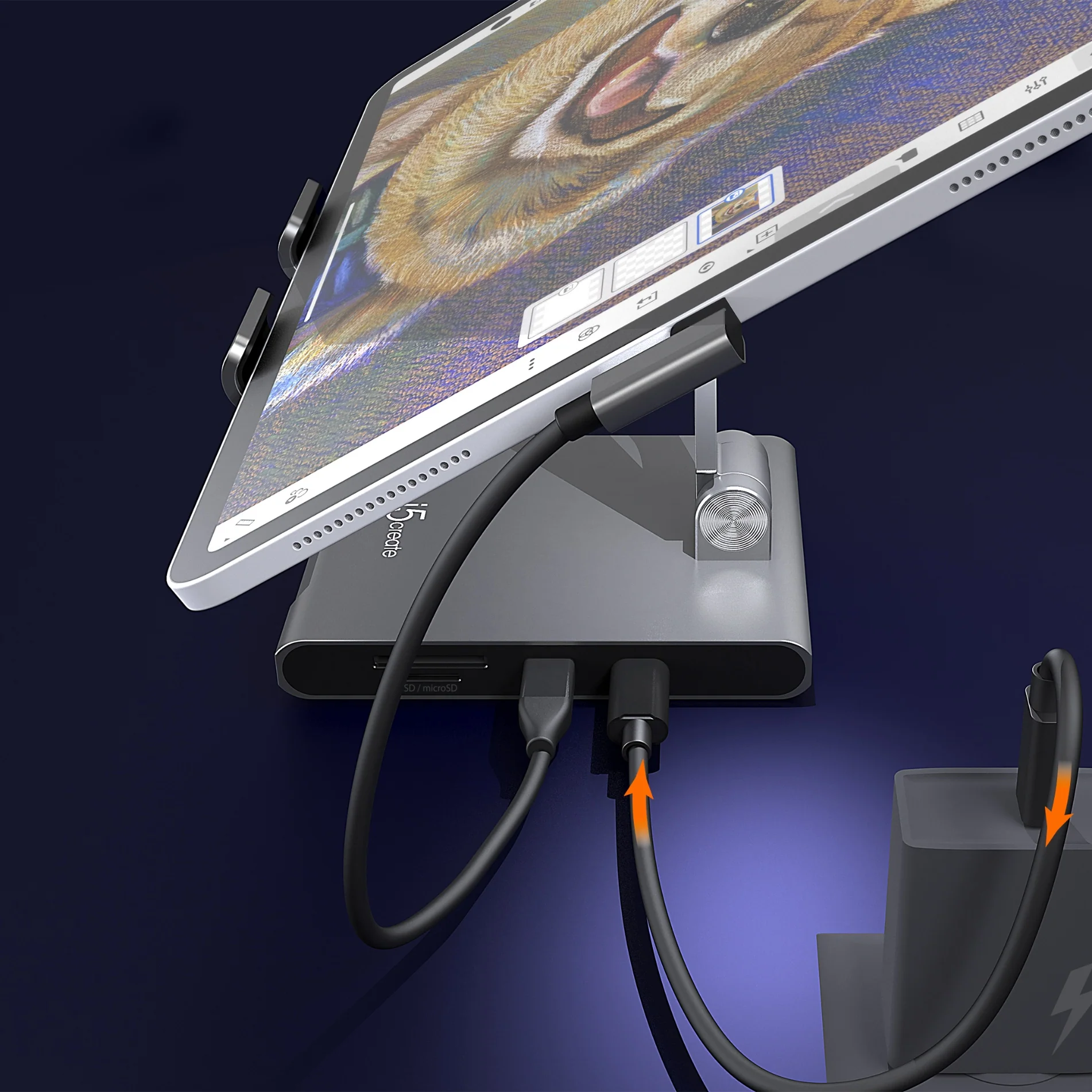 Multi-Angle Stand with Docking Station for iPad Pro® - Image 10