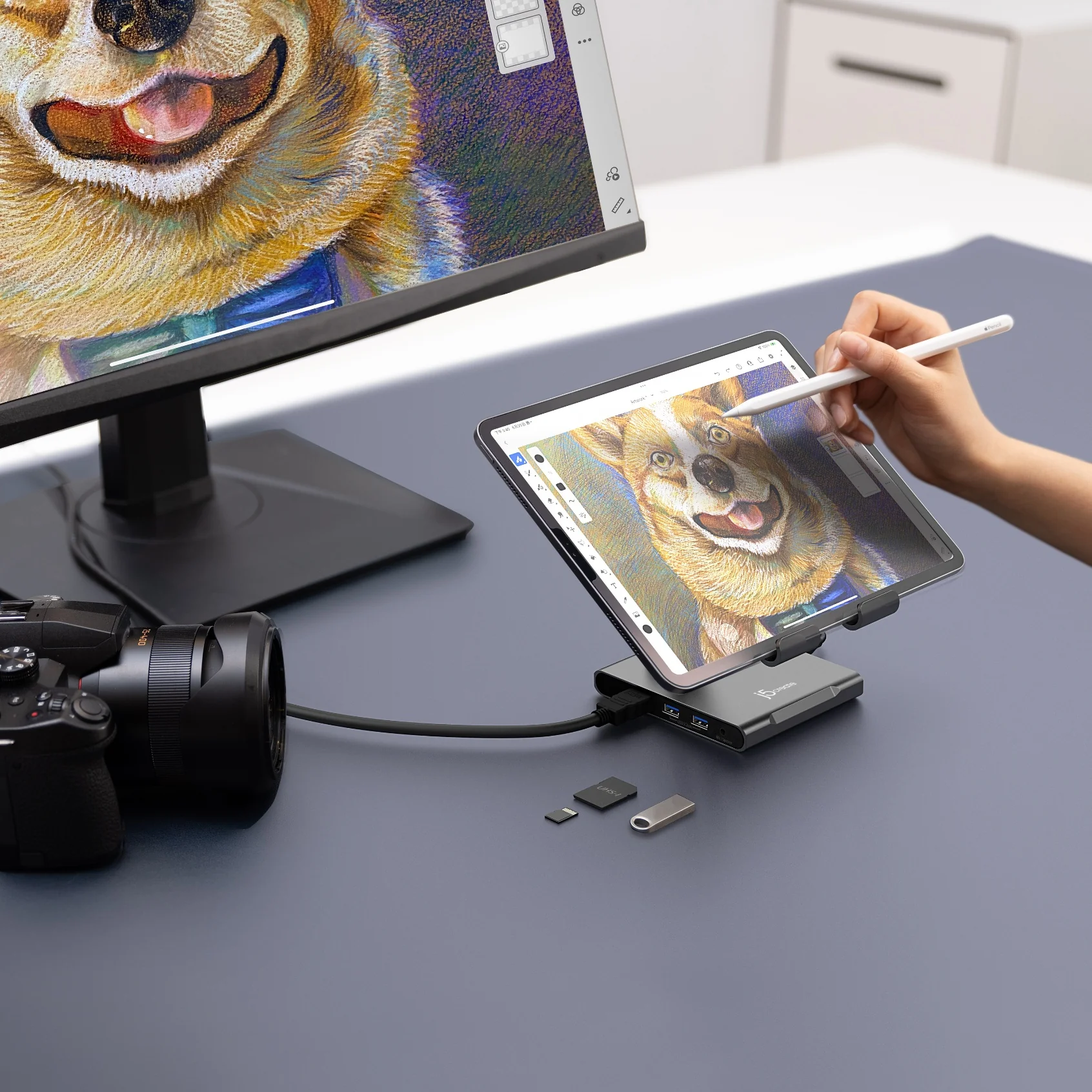 Multi-Angle Stand with Docking Station for iPad Pro® - Image 9