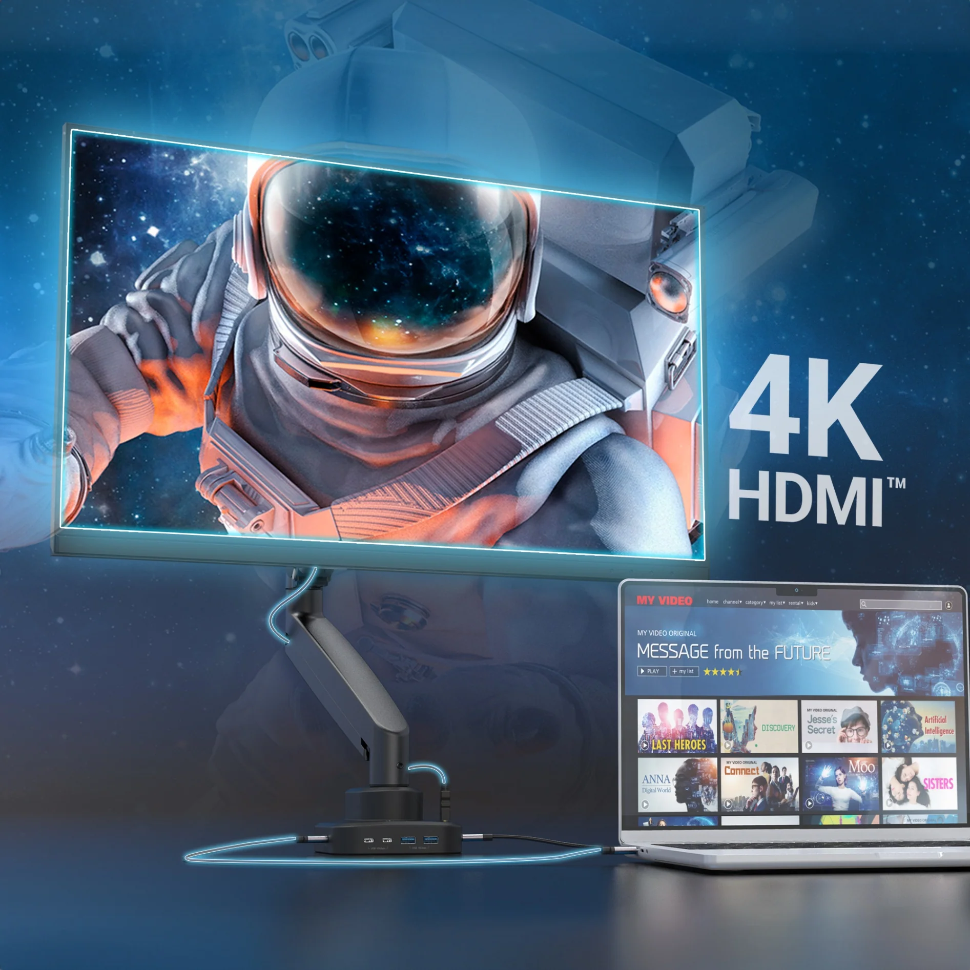 Ergonomic Monitor Mount with Dock - Image 8