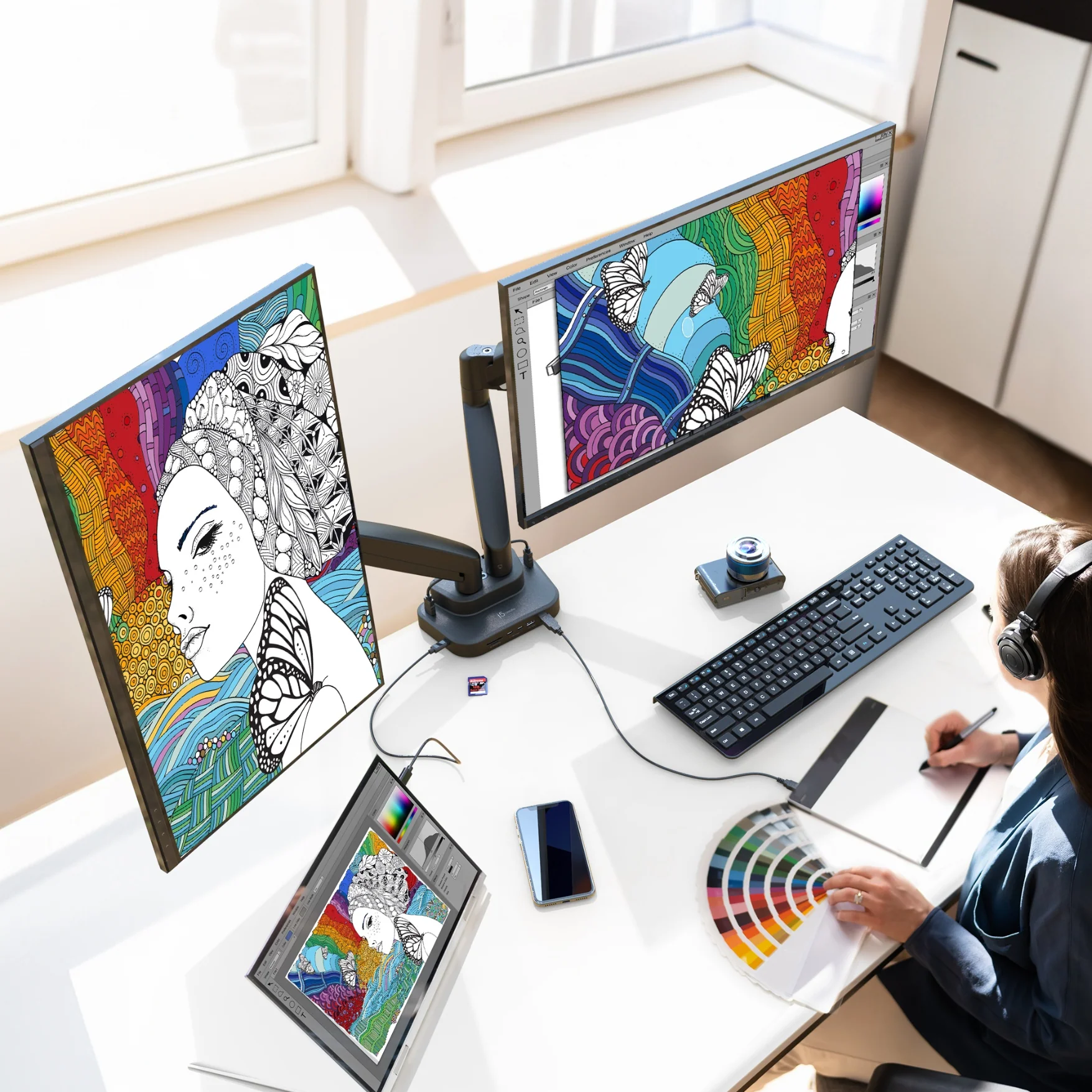 Ergonomic Dual-Monitor Mount with Docking Station - Image 7