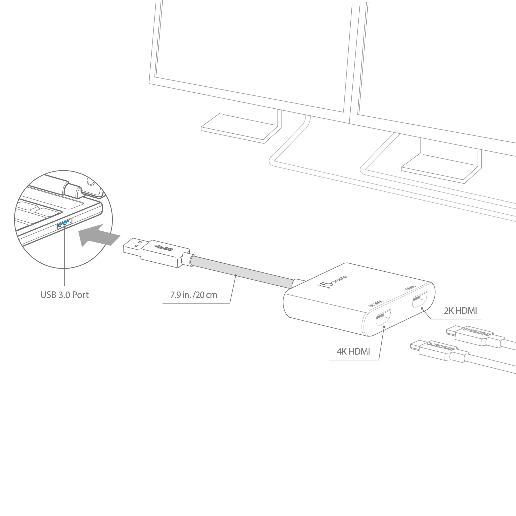 USB™ 3.0 to Dual HDMI™ Multi-Monitor Adapter - Image 9