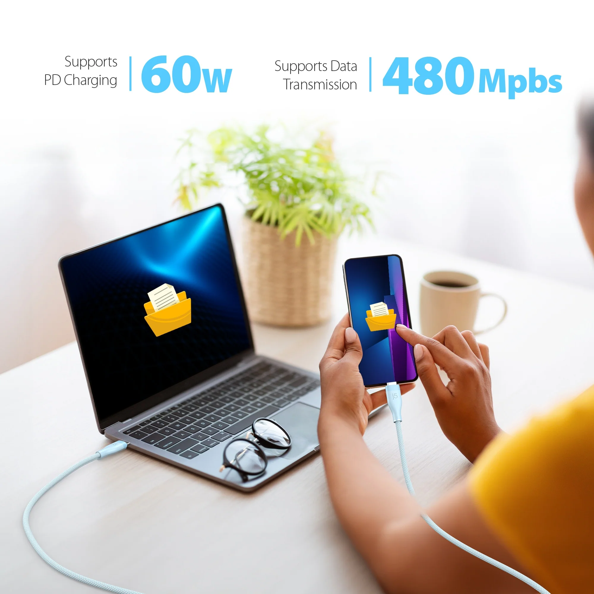 USB-C® 60W Ultra Soft Double-Braided Fast Charging Cable - Image 14