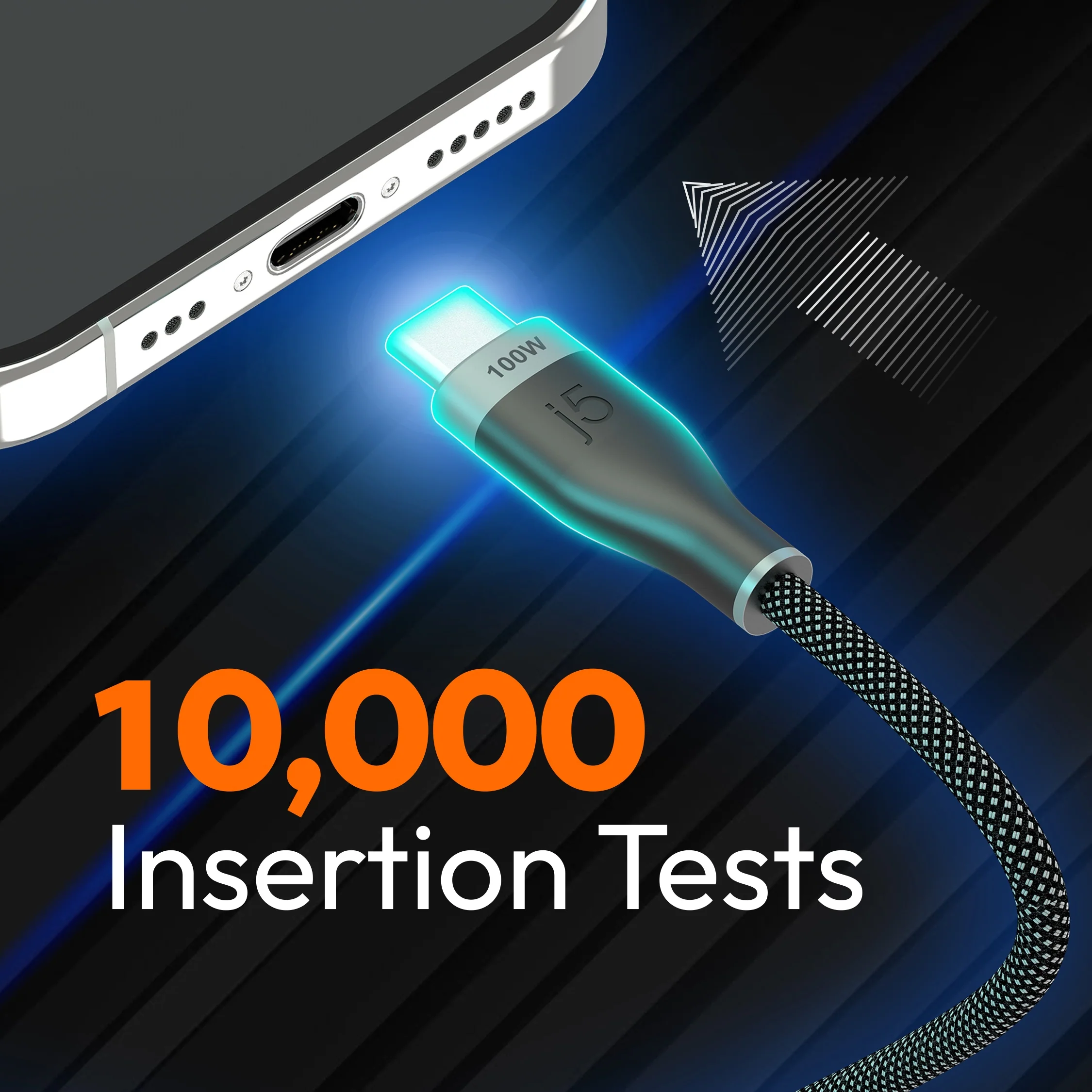 USB-C® 100W Ultra Soft Double-Braided Fast Charging Cable 3.3 FT - Image 3