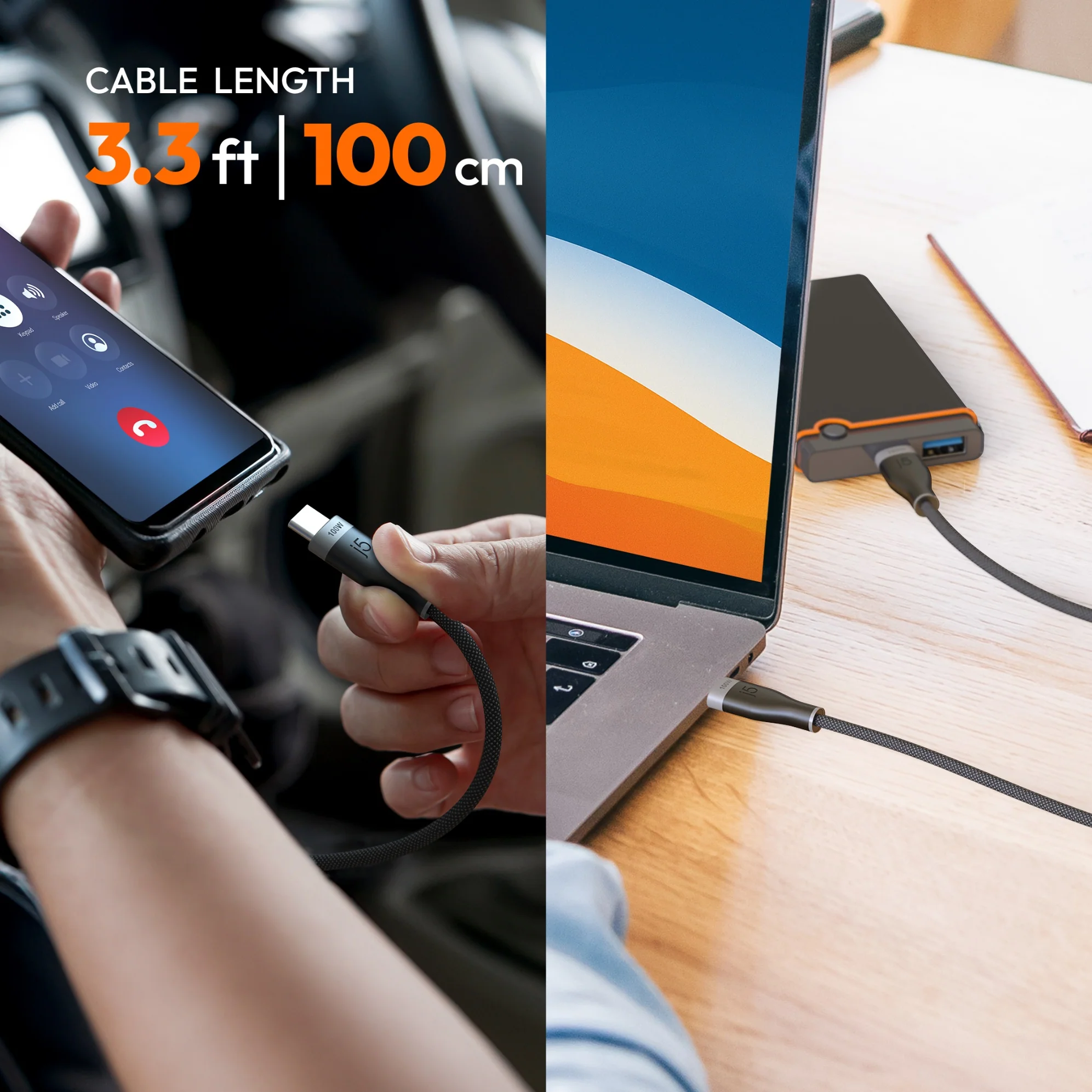 USB-C® 100W Ultra Soft Double-Braided Fast Charging Cable 3.3 FT - Image 6