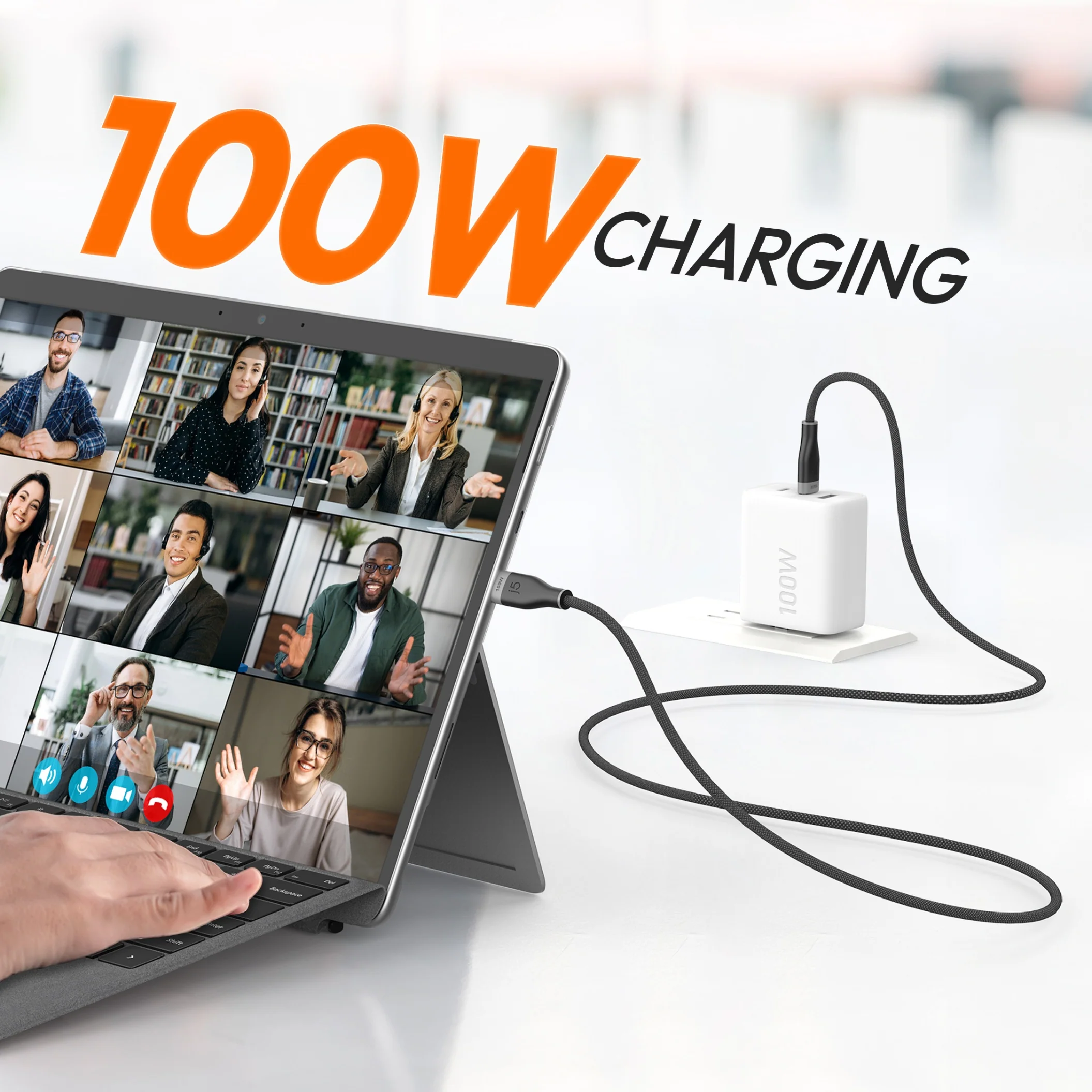 USB-C® 100W Ultra Soft Double-Braided Fast Charging Cable 3.3 FT - Image 8