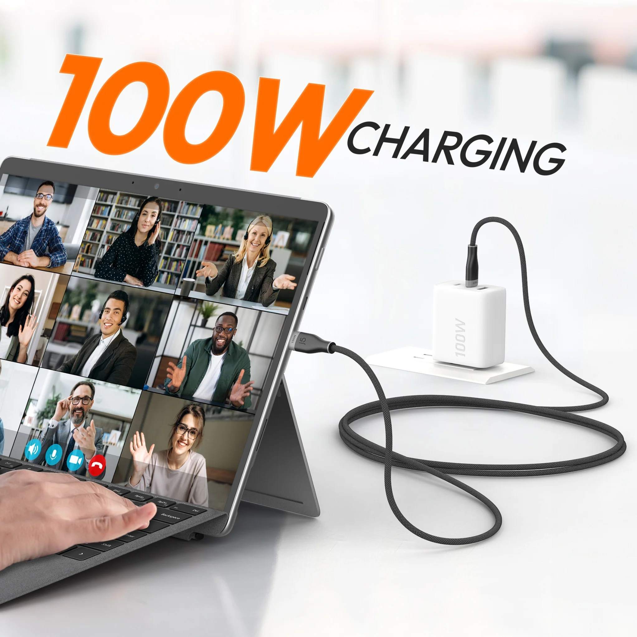 USB-C® 100W Ultra Soft Double-Braided Fast Charging Cable 6.56 FT - Image 3