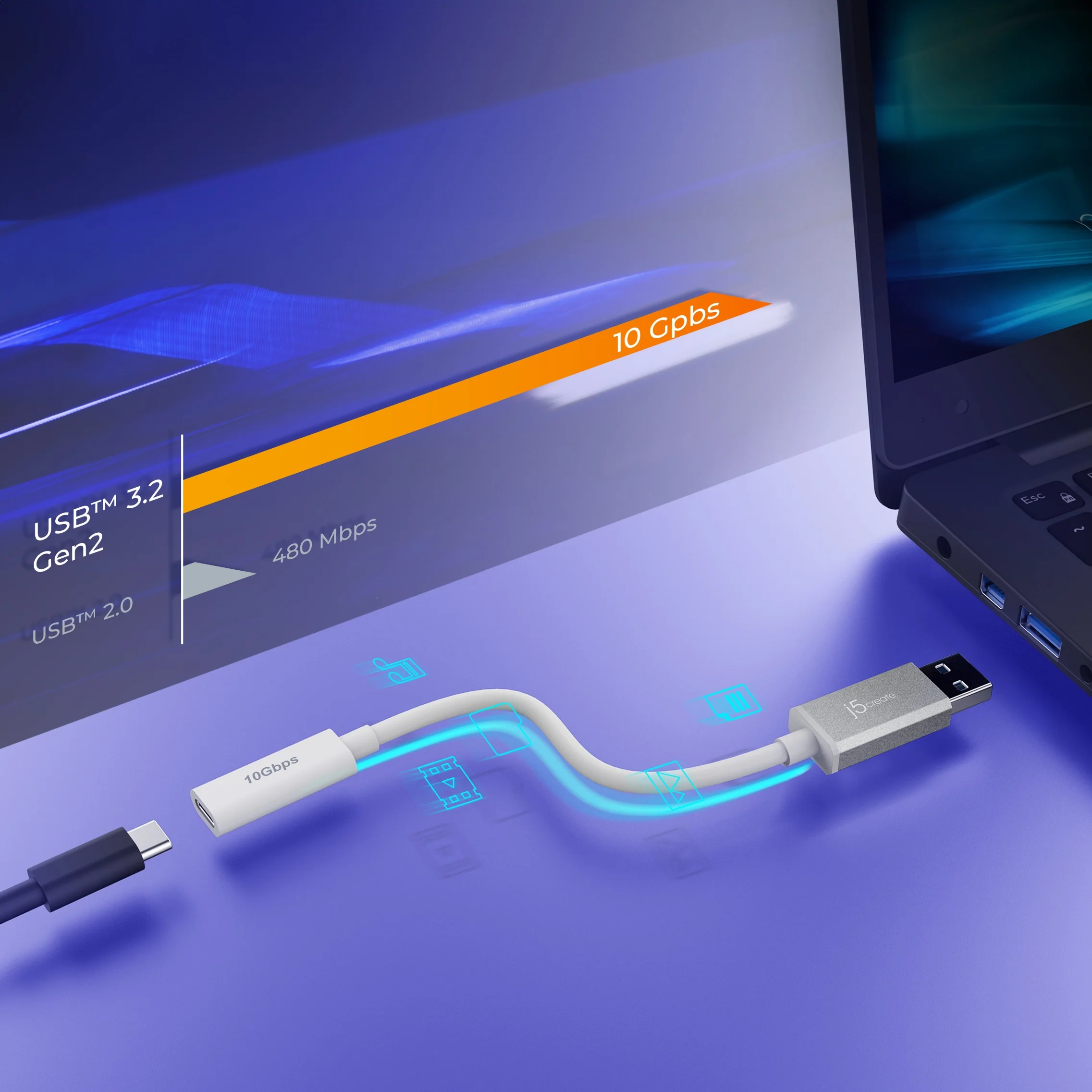 10Gbps USB™ Type-A to USB-C® Cable - Image 5