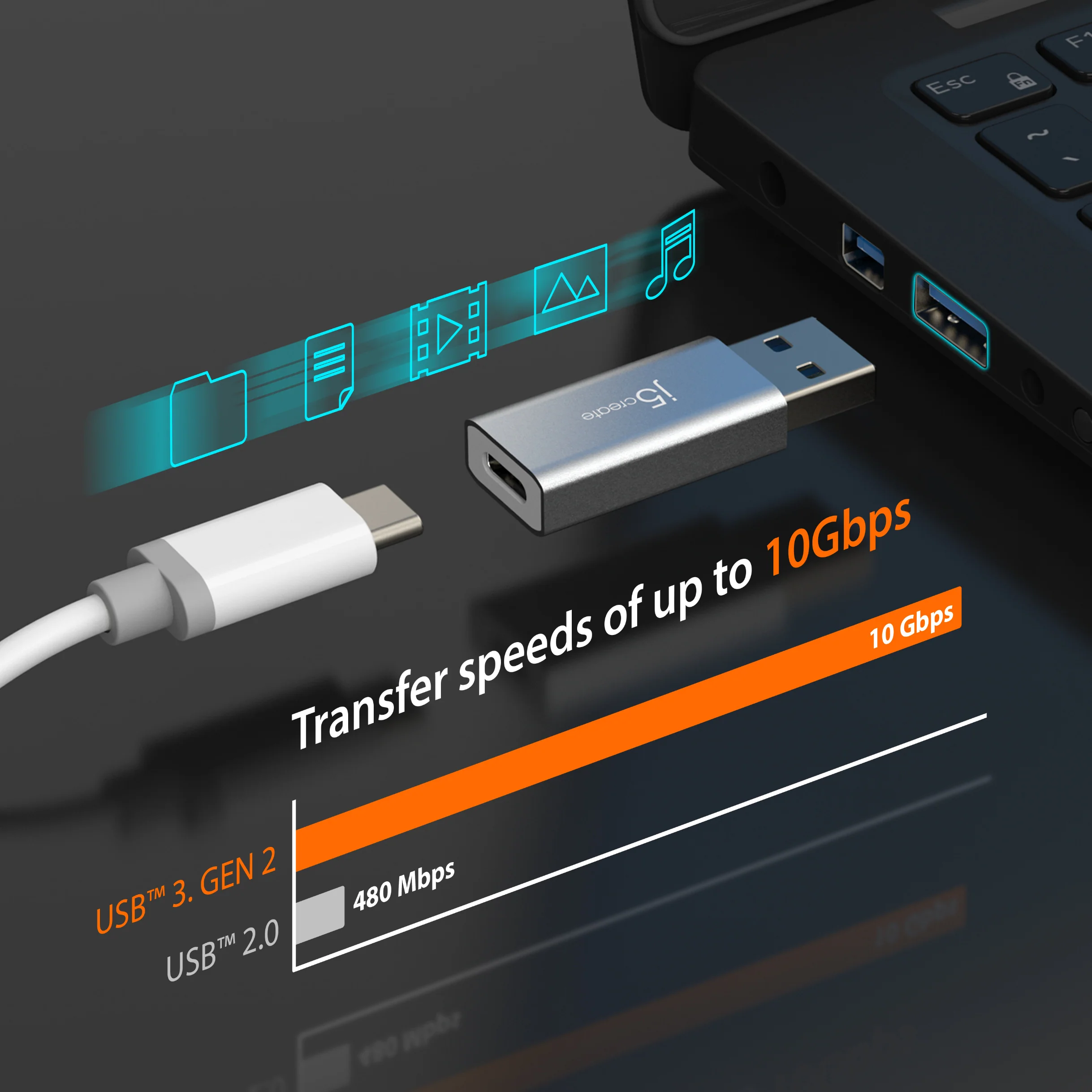 10Gbps USB™ Type-A to USB-C® Adapter - Image 7