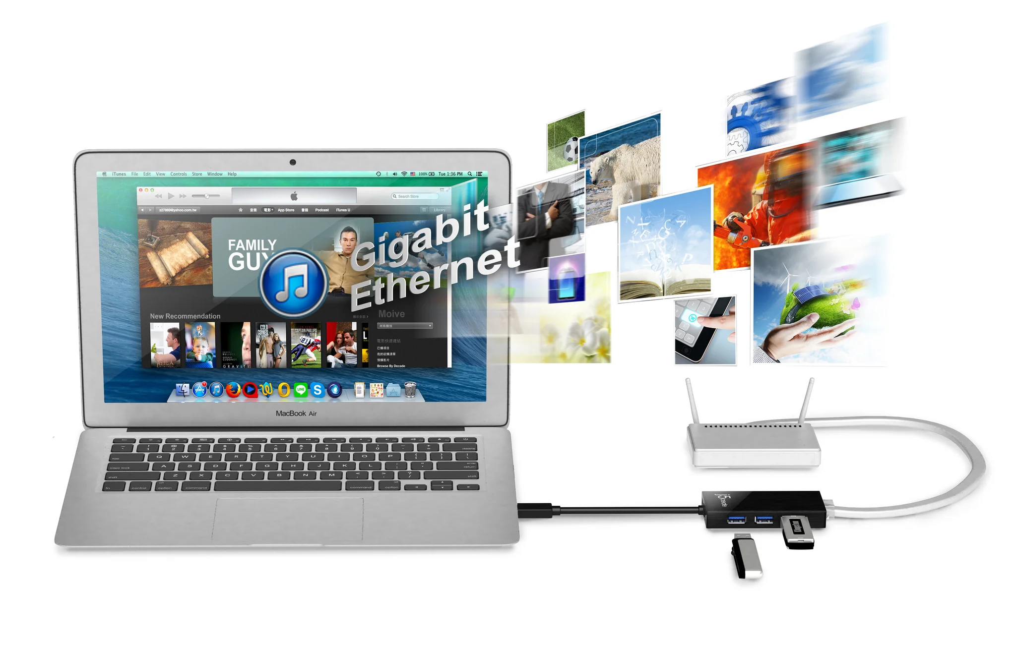 USB™ 3.0 Multi-Adapter Gigabit Ethernet / 3-Port USB™ 3.0 HUB - Image 7