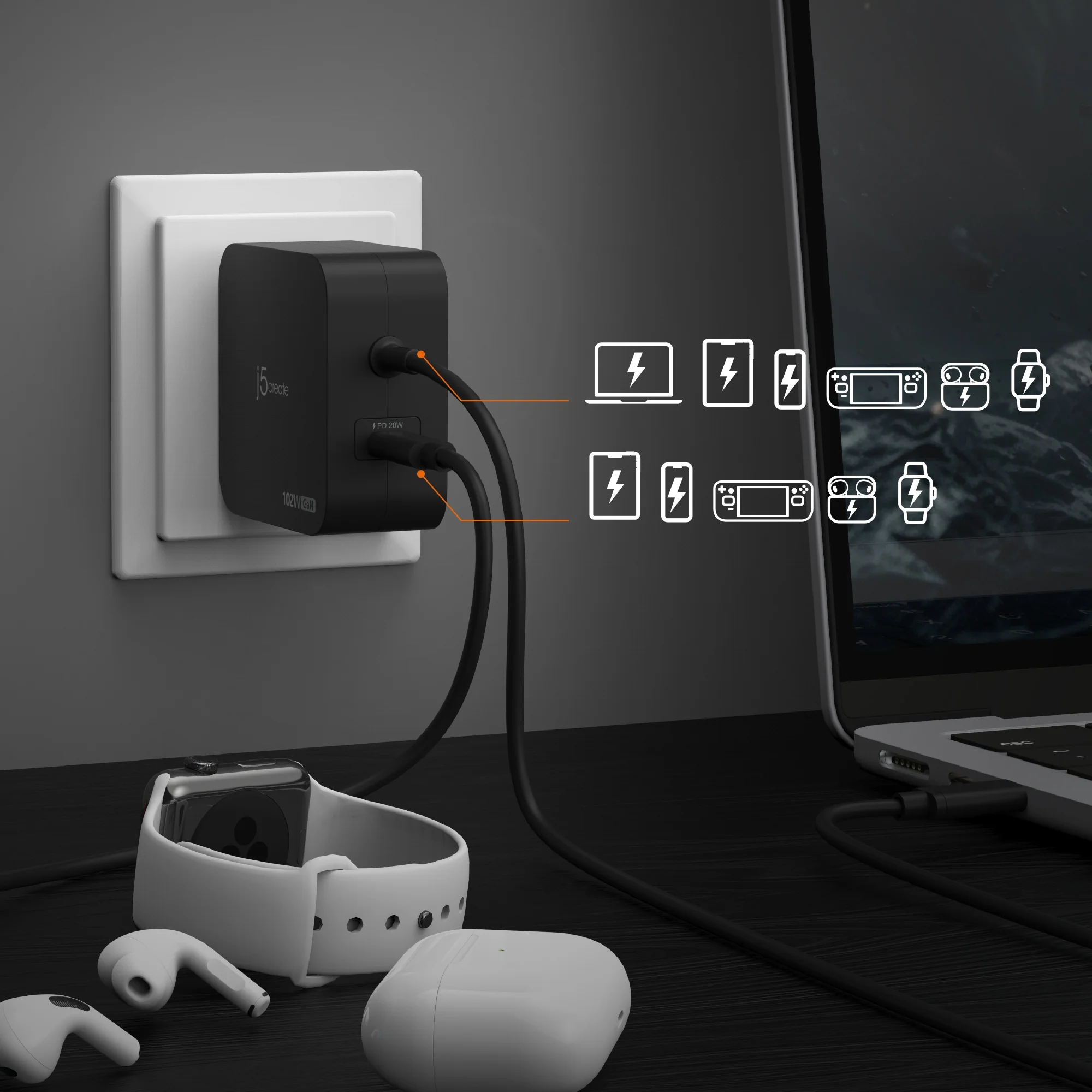 102W GaN PD USB-C® 2-Port Charger - Image 10