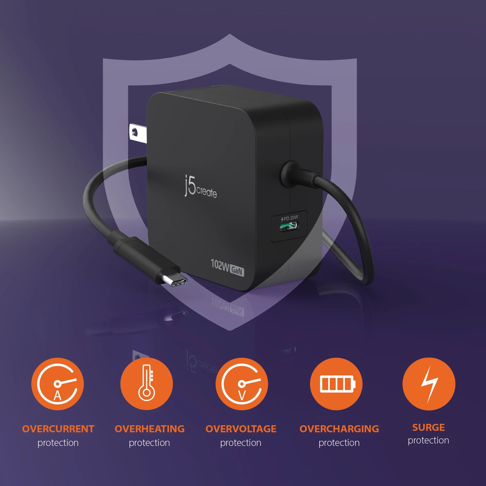 102W GaN PD USB-C® 2-Port Charger with Changeable AC Plugs - Image 11