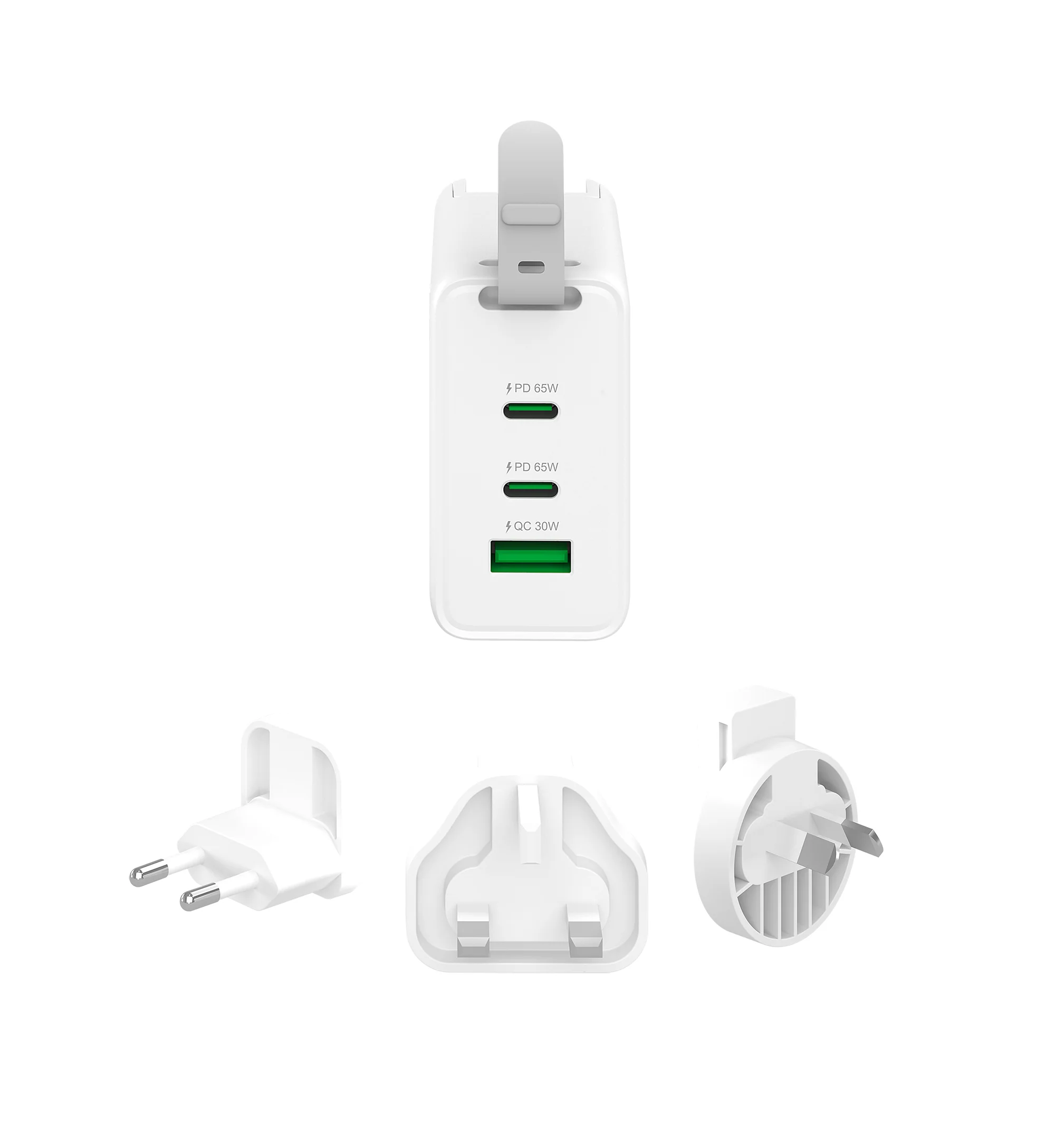 65W GaN USB-C® 3-Port Travel Charger with changeable AC plugs - Image 3