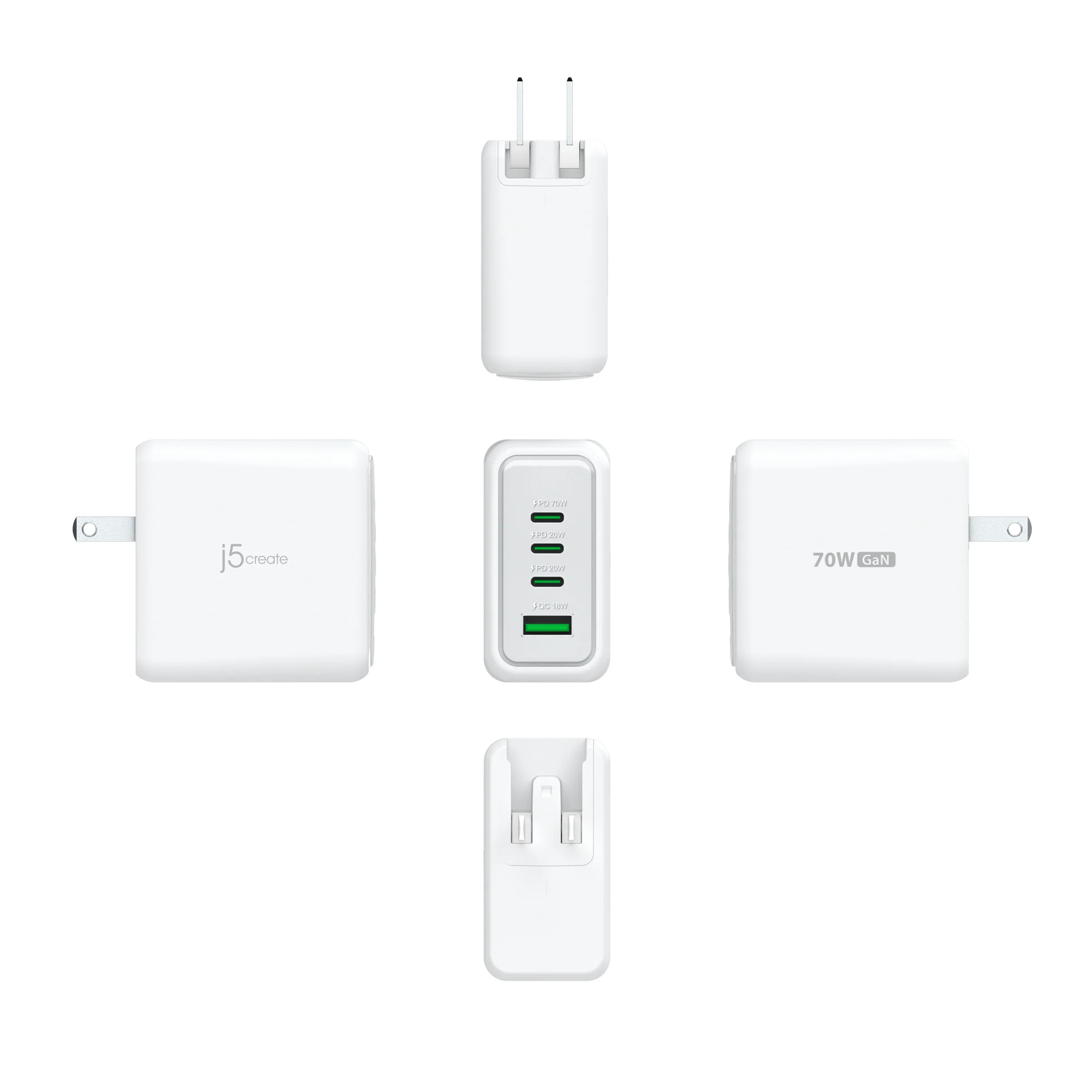 70W GaN USB-C® 4-Port Charger with changeable AC plugs - Image 4