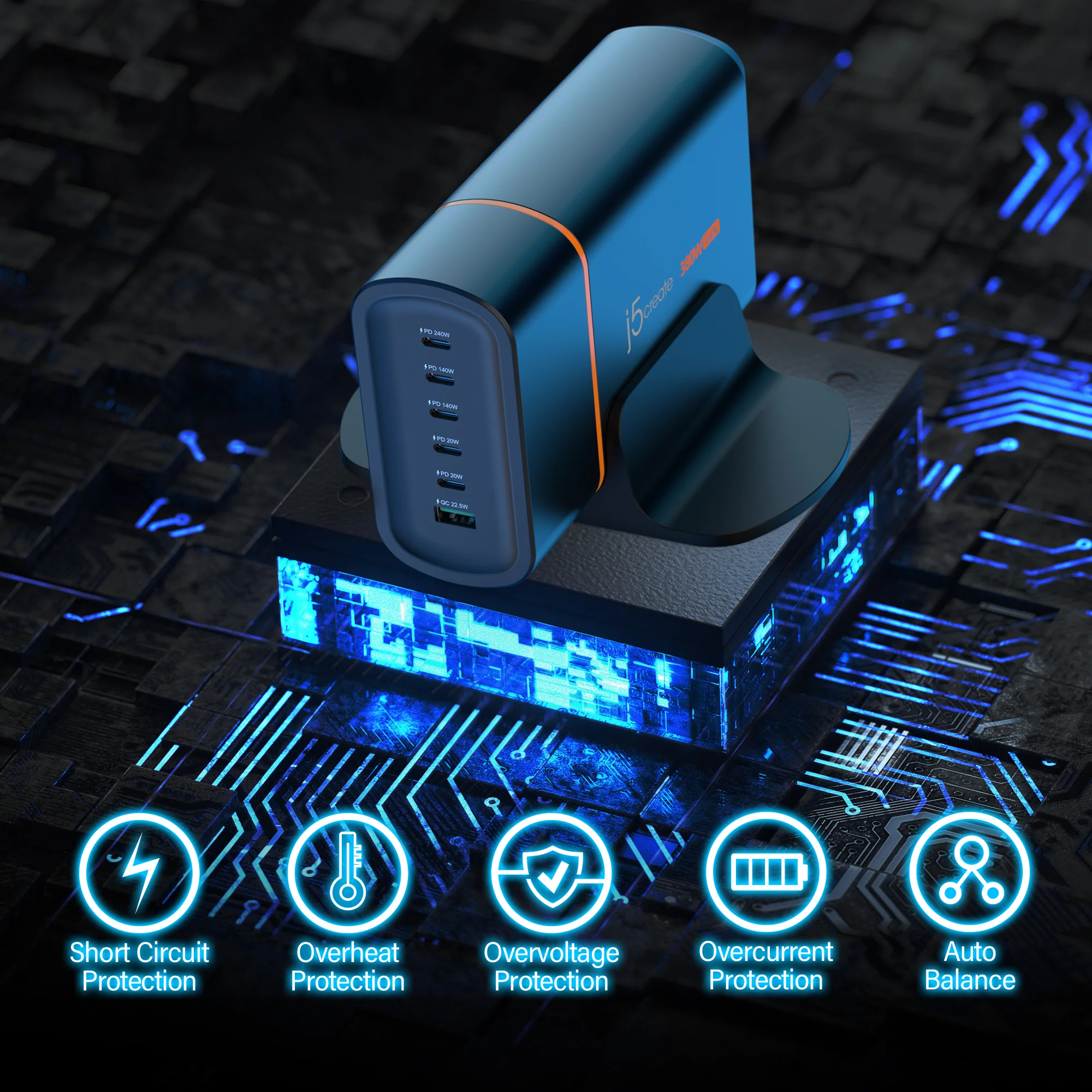 380W GaN USB-C® 6-Port Charger - Image 6