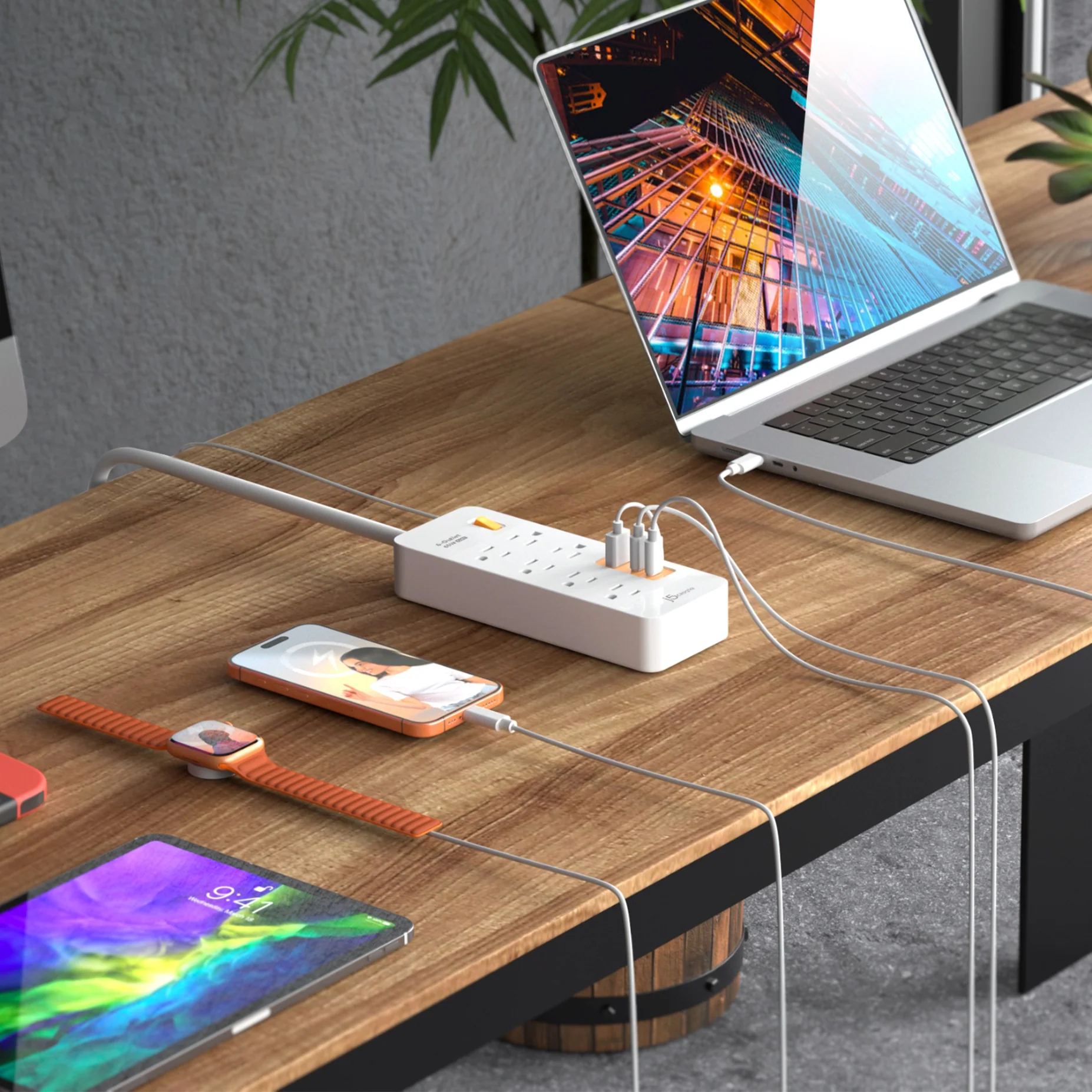 6-Outlet Surge Protector Power Strip with 3-USB™ 65W Charging Station - Image 11