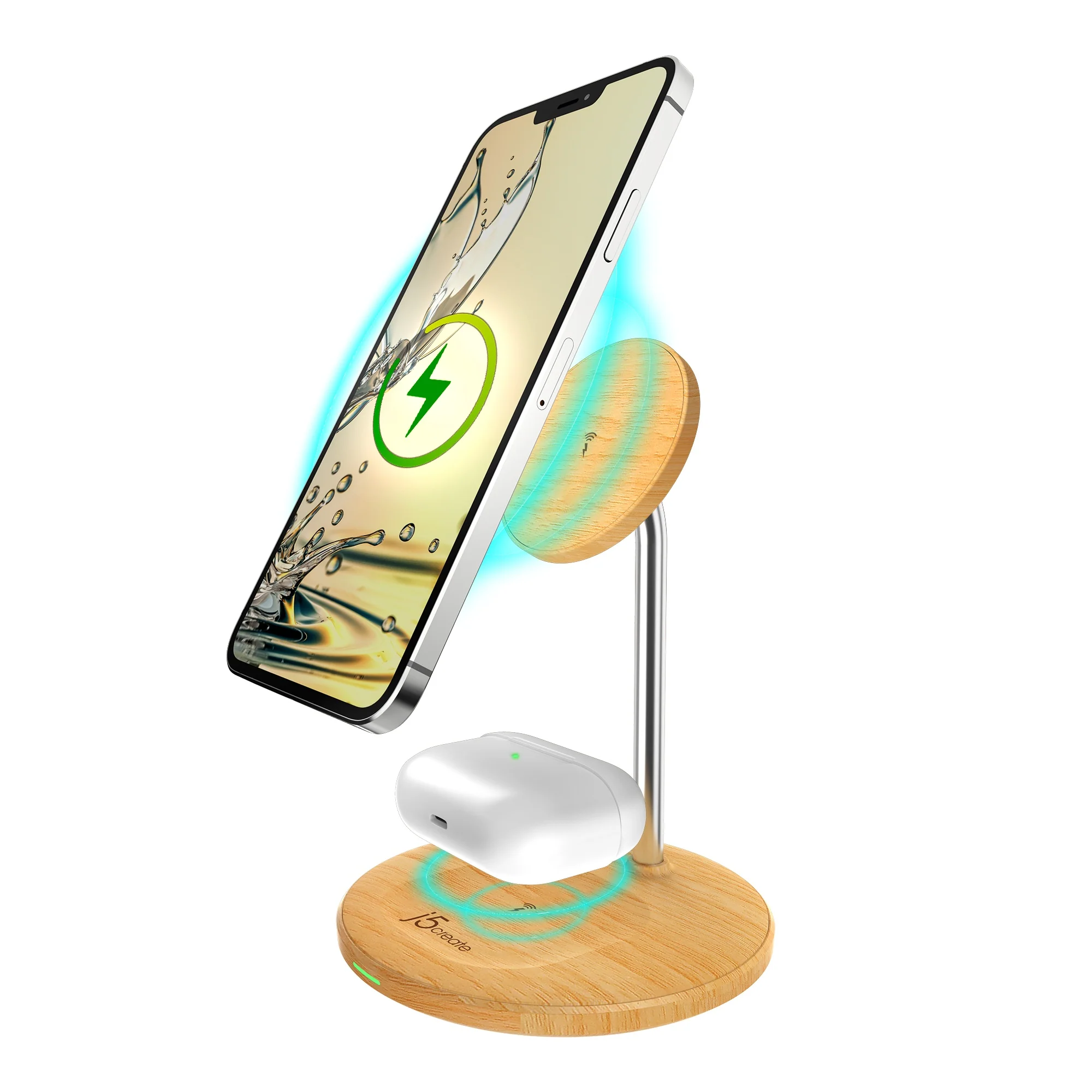 Wood Grain 2-in-1 Magnetic Wireless Charging Stand - Image 6