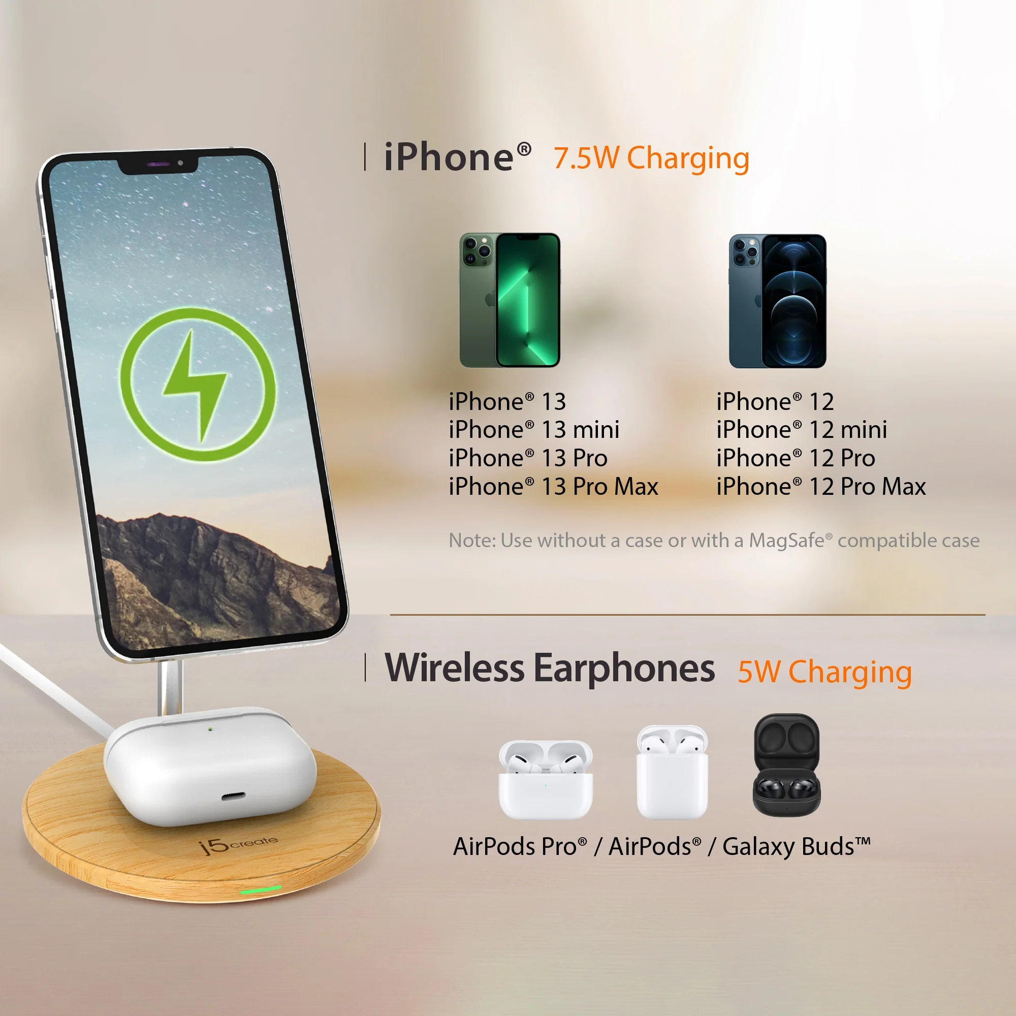 Wood Grain 2-in-1 Magnetic Wireless Charging Stand - Image 12
