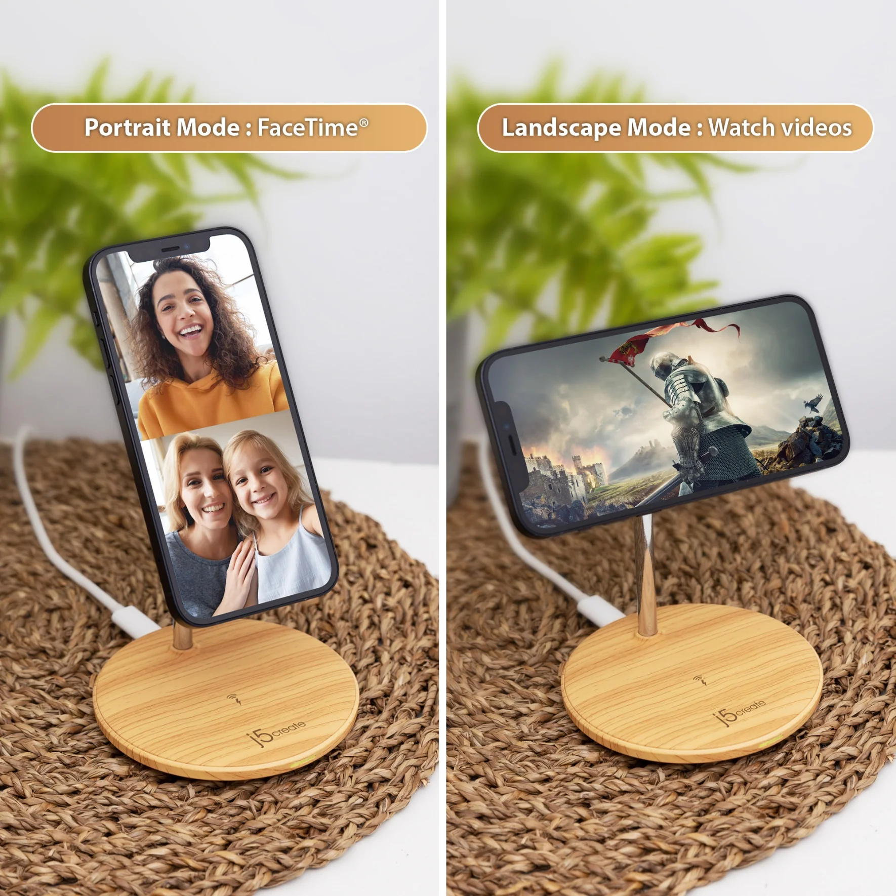 Wood Grain 2-in-1 Magnetic Wireless Charging Stand - Image 13