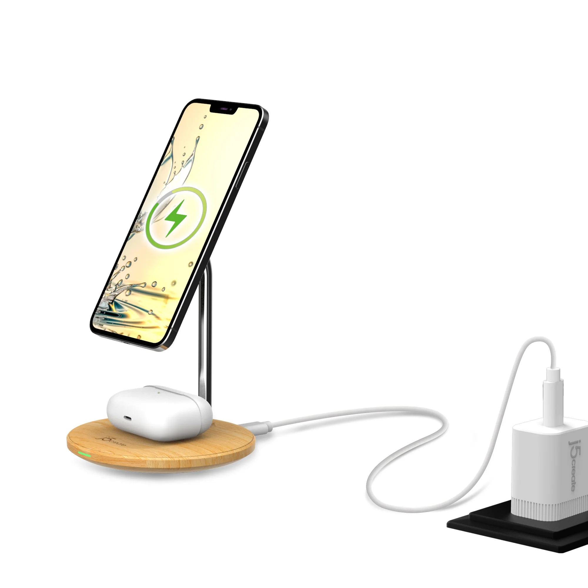 Wood Grain 2-in-1 Magnetic Wireless Charging Stand - Image 7