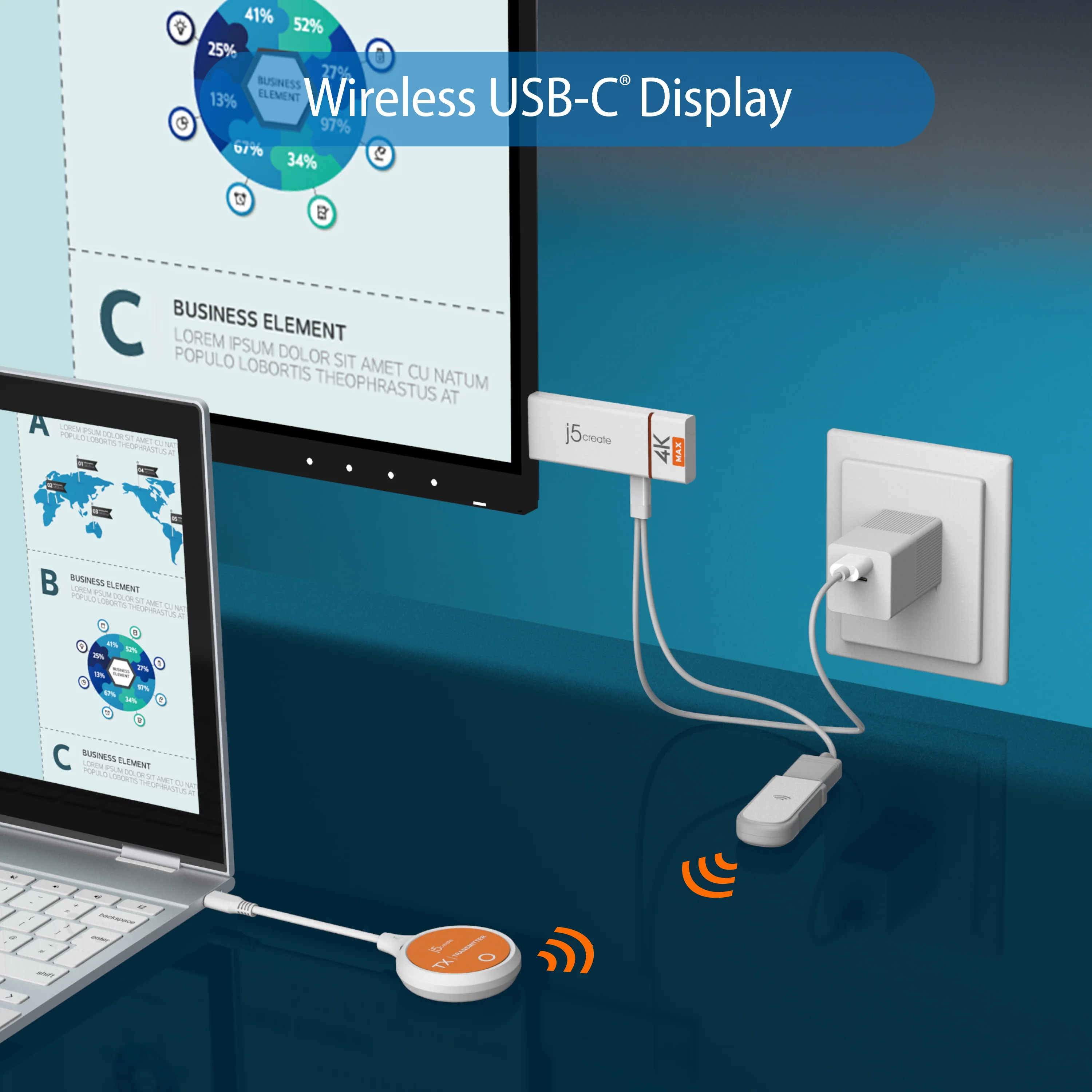 ScreenCast USB-C® Wireless Display Extender (with Antenna) - Image 4