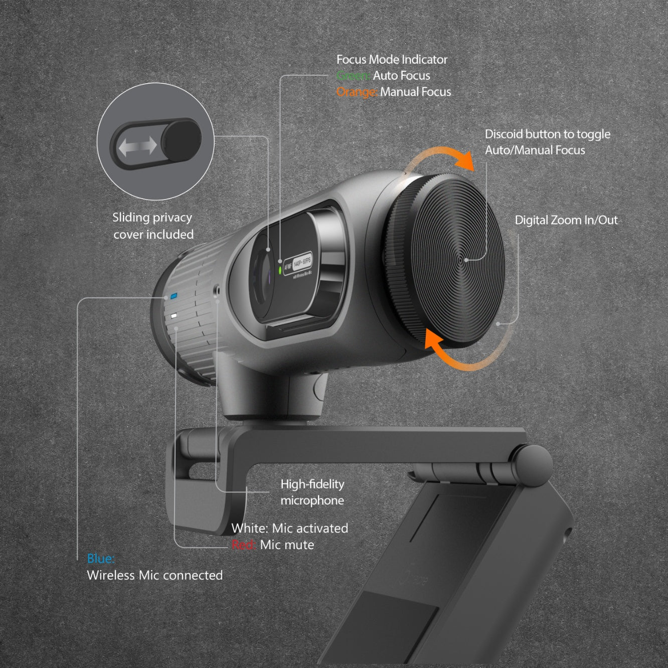 2K AI-Powered Webcam with Wireless Microphone and Auto-Focus - Image 11